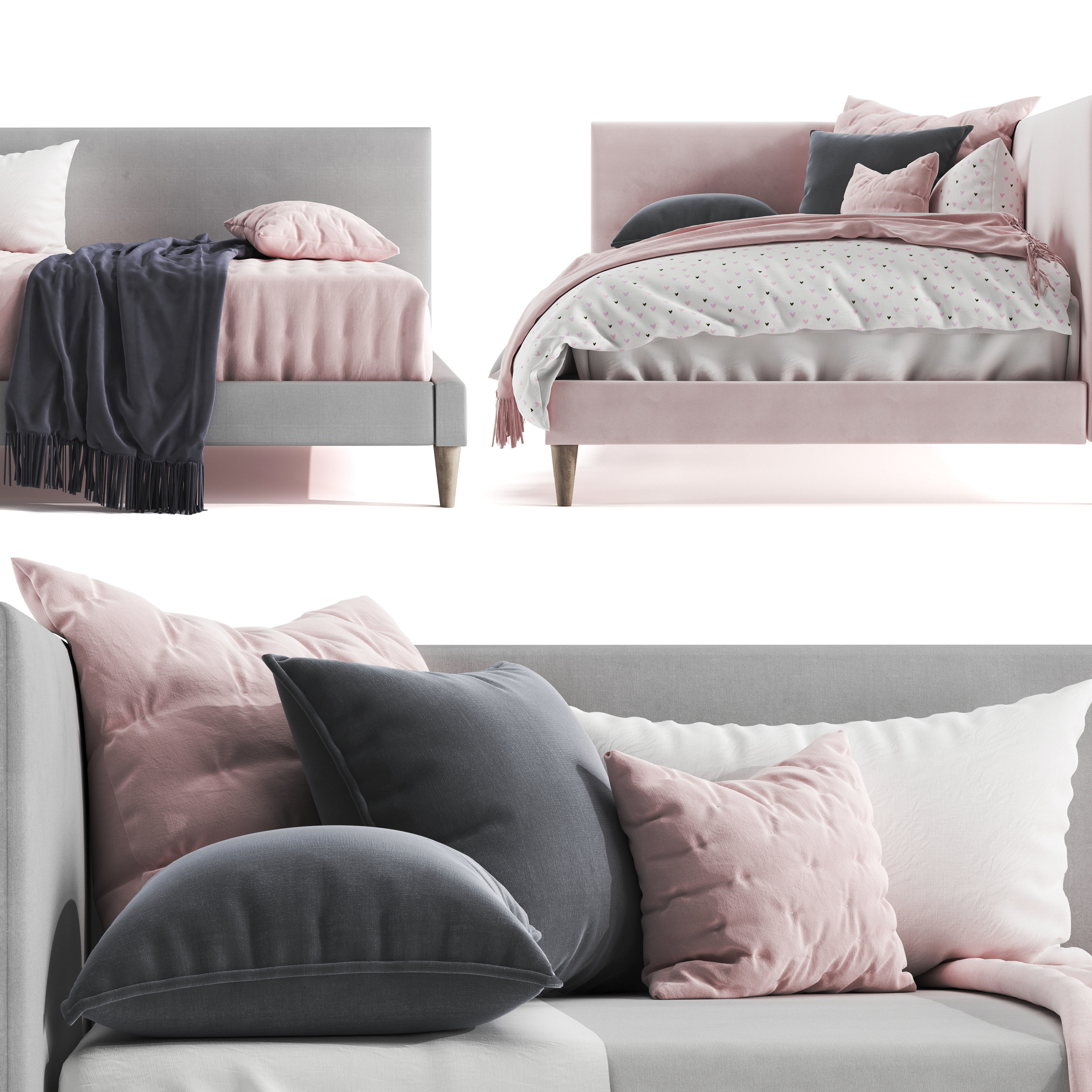 Bed and Children Bed collection 3D model_11