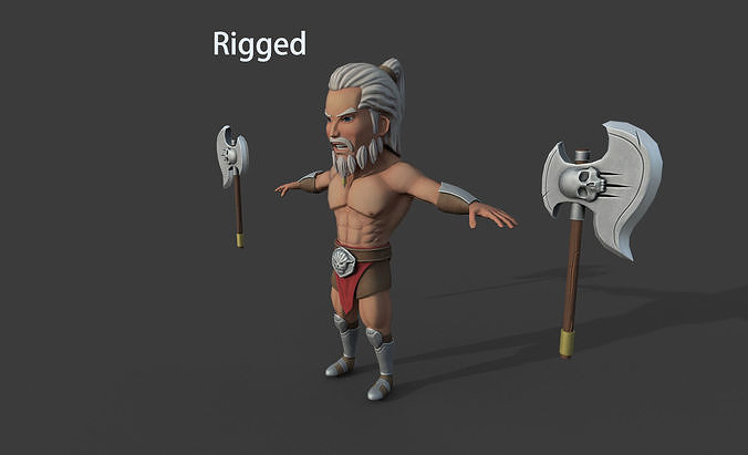 Stylized Barbarian rigged PBR  --A1 Low-poly 3D model
