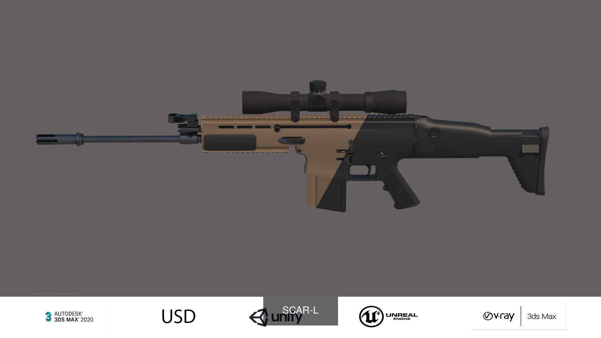 SCAR-L different weapons 3D Model Collection_2
