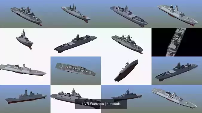 4 VR Warships 3D Model Collection