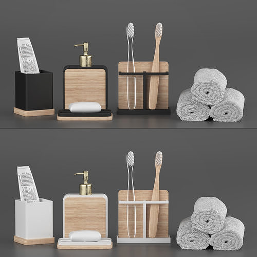 Loft bathroom decorative set  Free 3D model