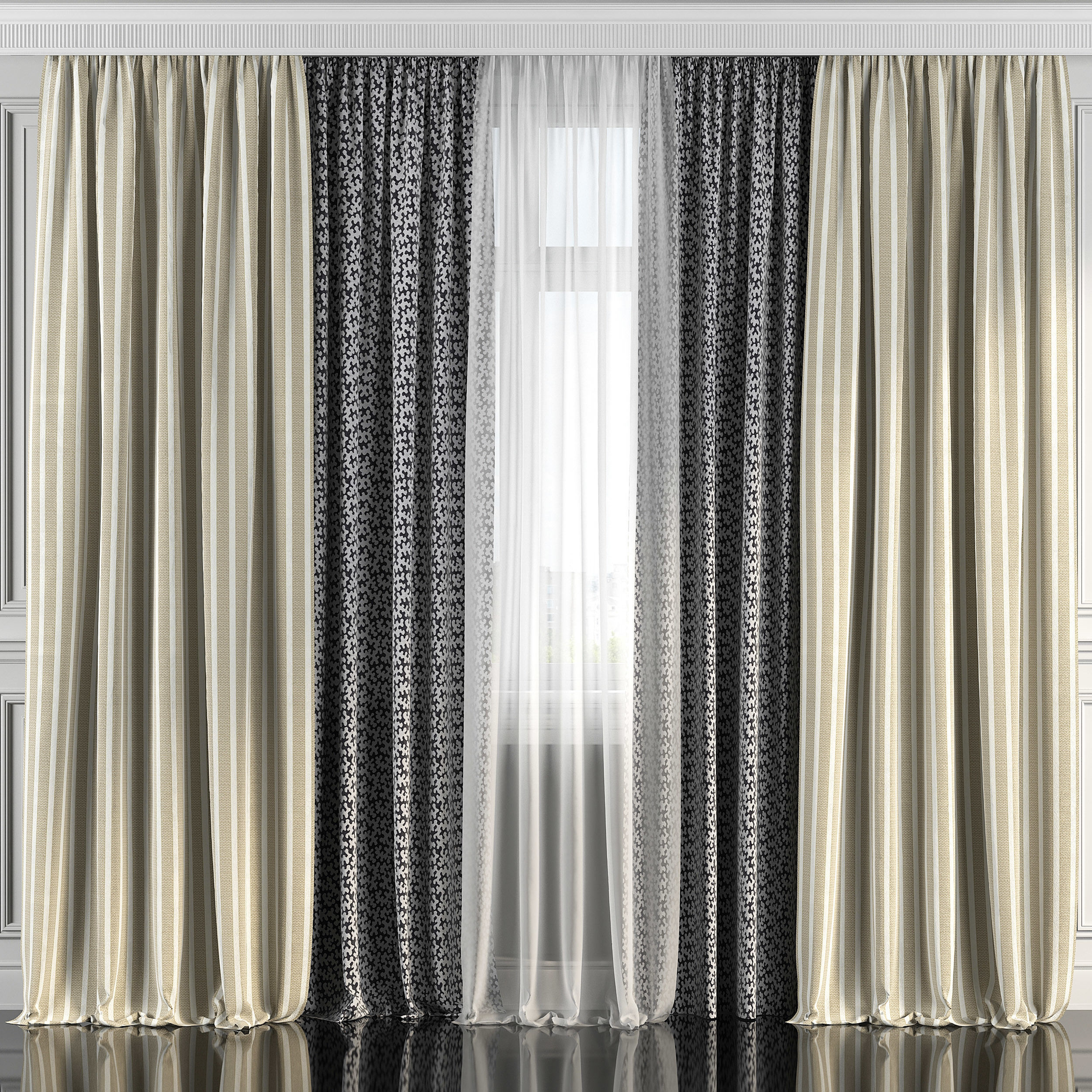 Curtain Set 178 3D model_1