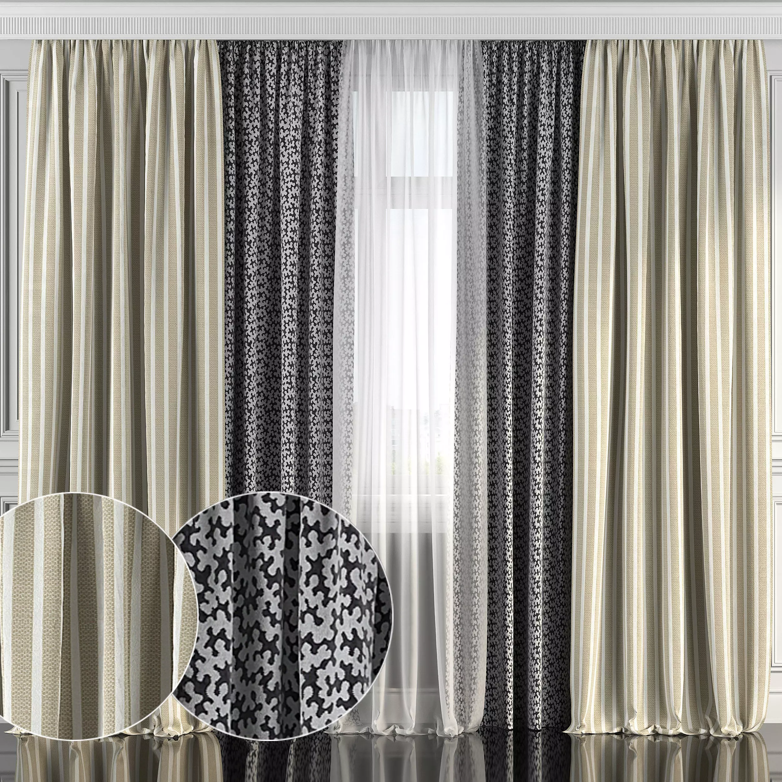Curtain Set 178 3D model_0