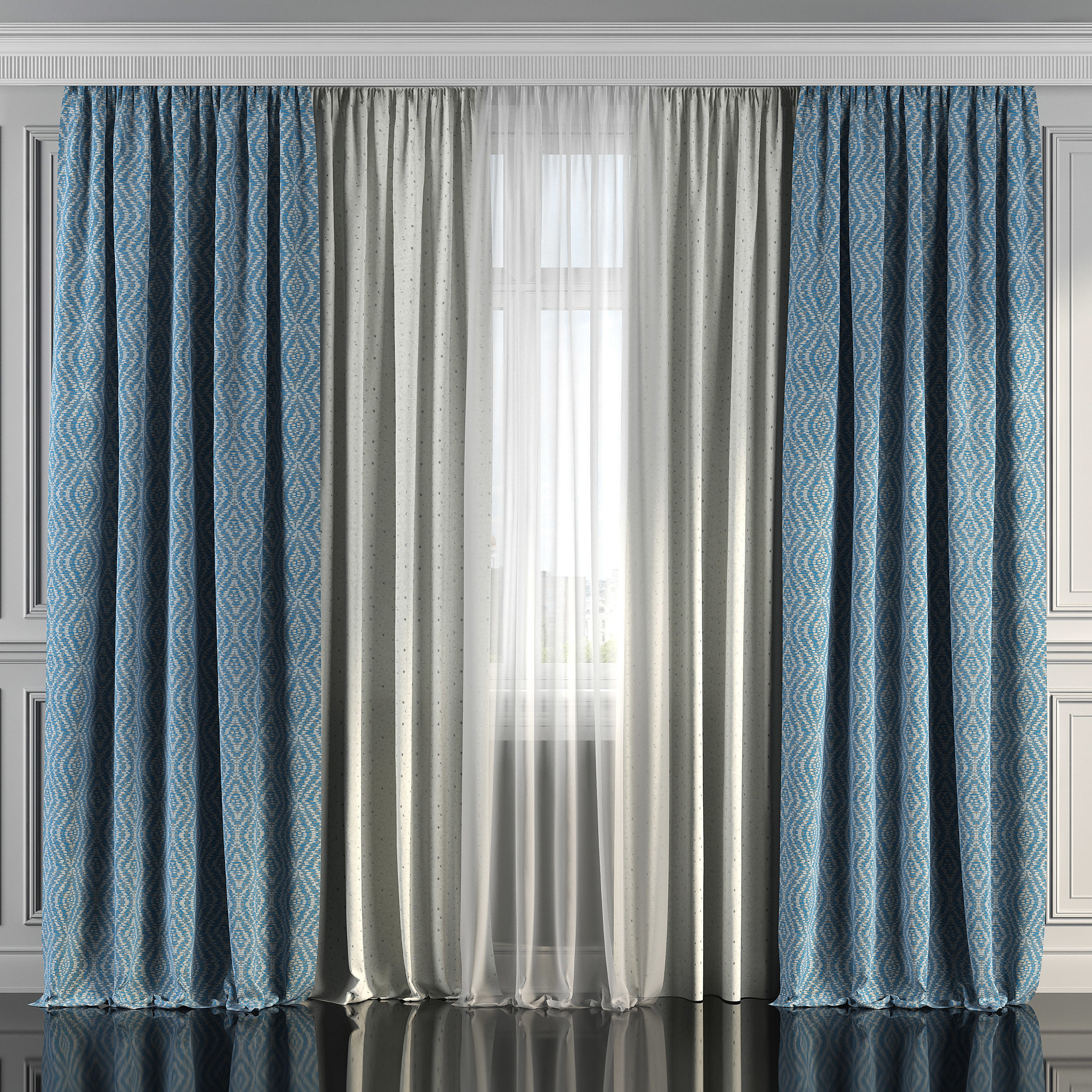 Curtain Set 181 3D model_1