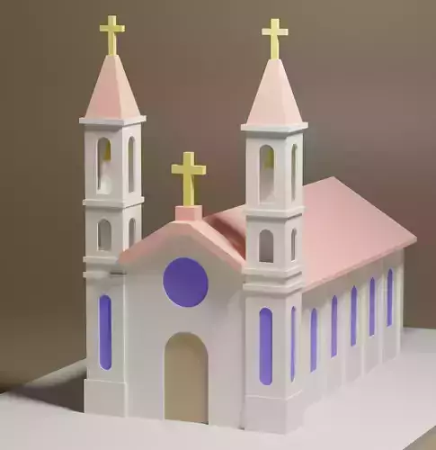 lowpoly Cartoon Church