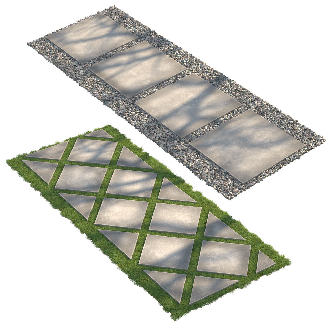 Garden Elements set 3D model_1