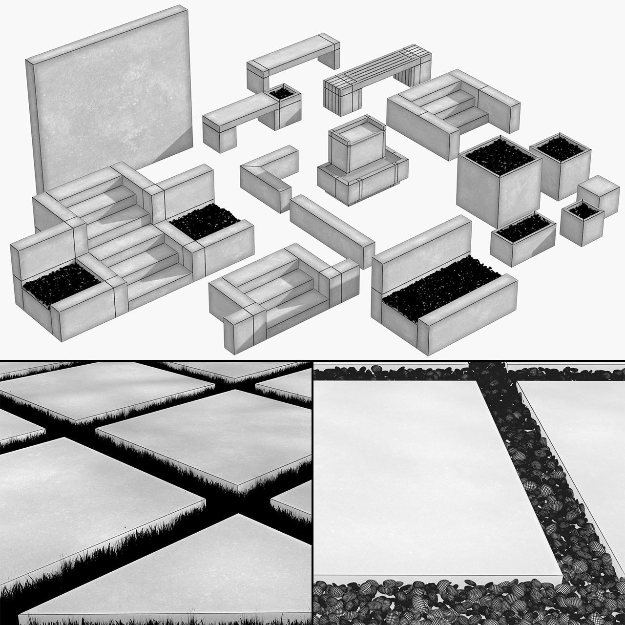 Garden Elements set 3D model_13