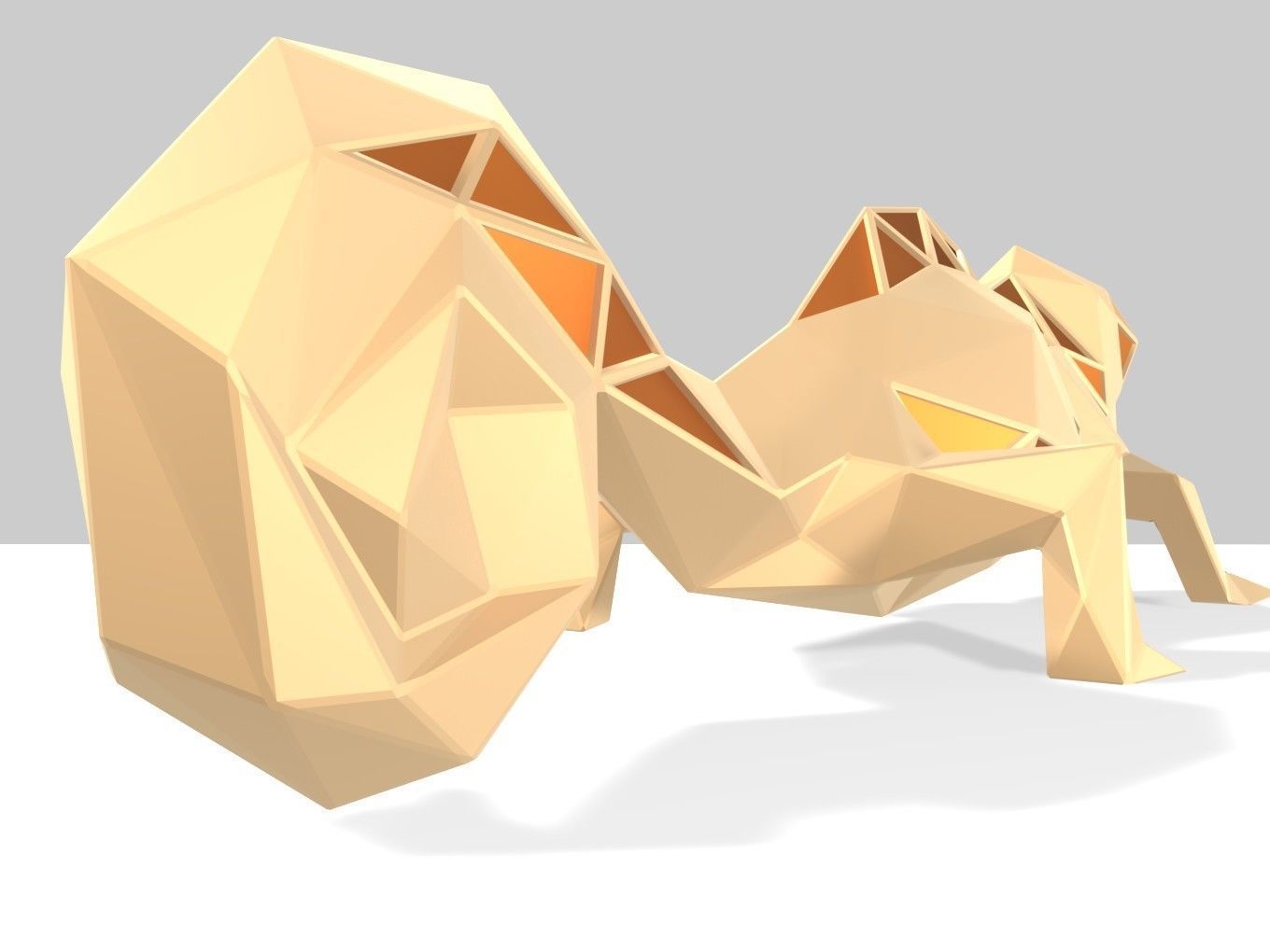 Polygonal Chamaeleon Parametric 3D print model_3