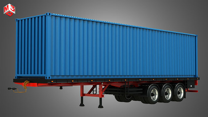Tri-Axle Container Trailer 3D model