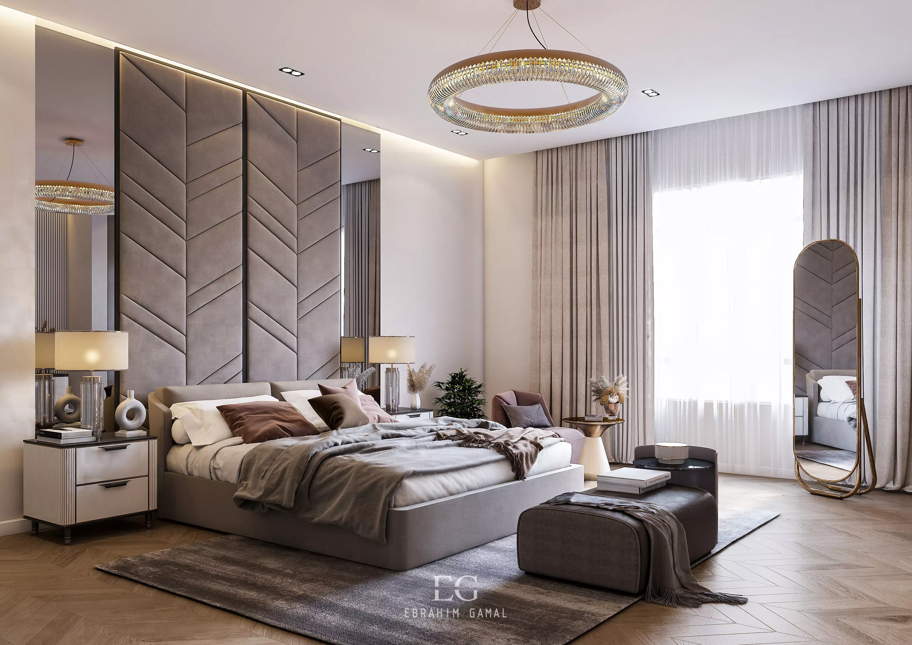 Modern Master Bedroom 3D model_0