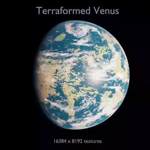 Terraformed Venus - 16k textures Low-poly 3D model