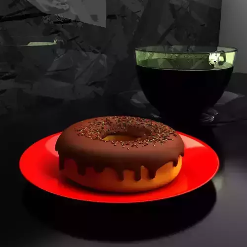 Donut with the cup of coffee