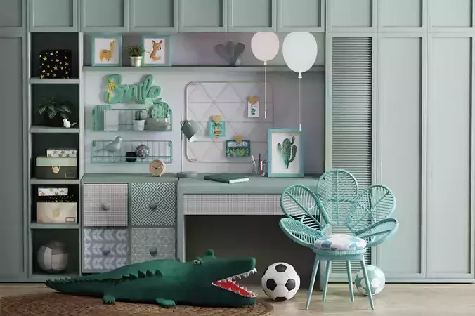 Green Kidroom Toys Interior 