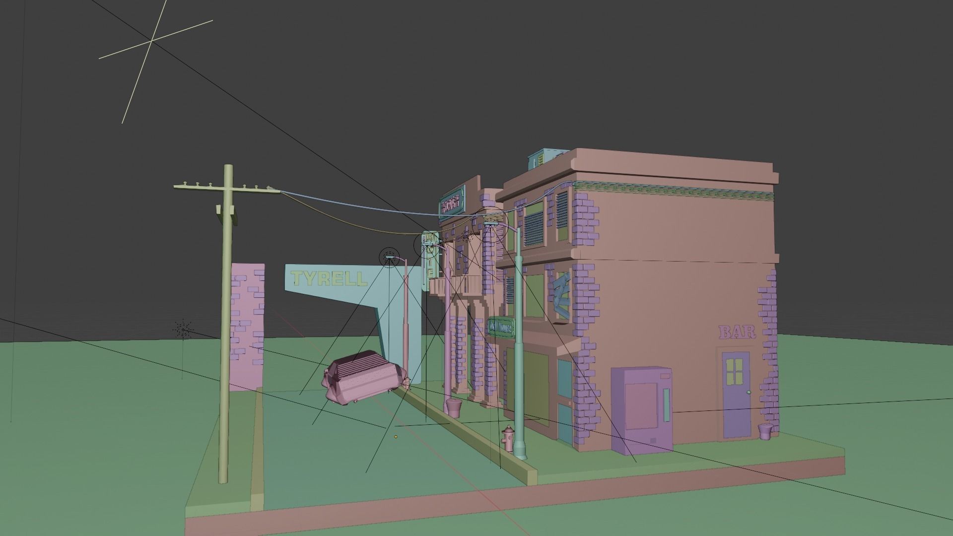 Low Poly Cyberpunk City Low-poly 3D model Low-poly 3D model_5