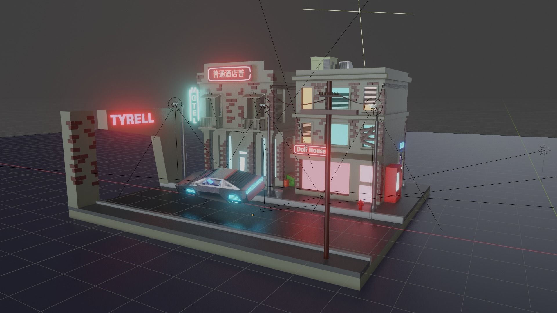 Low Poly Cyberpunk City Low-poly 3D model Low-poly 3D model_1