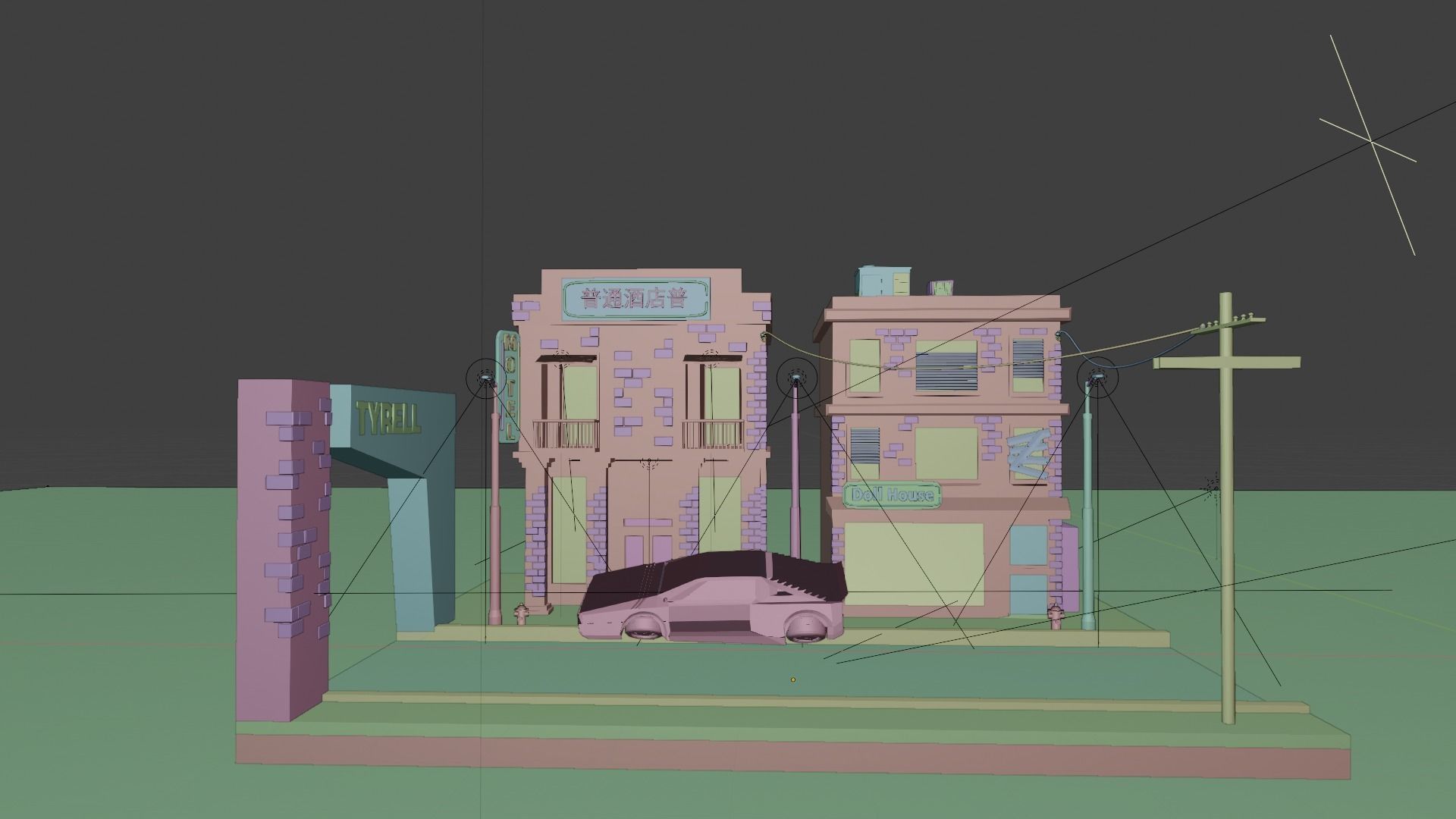 Low Poly Cyberpunk City Low-poly 3D model Low-poly 3D model_4