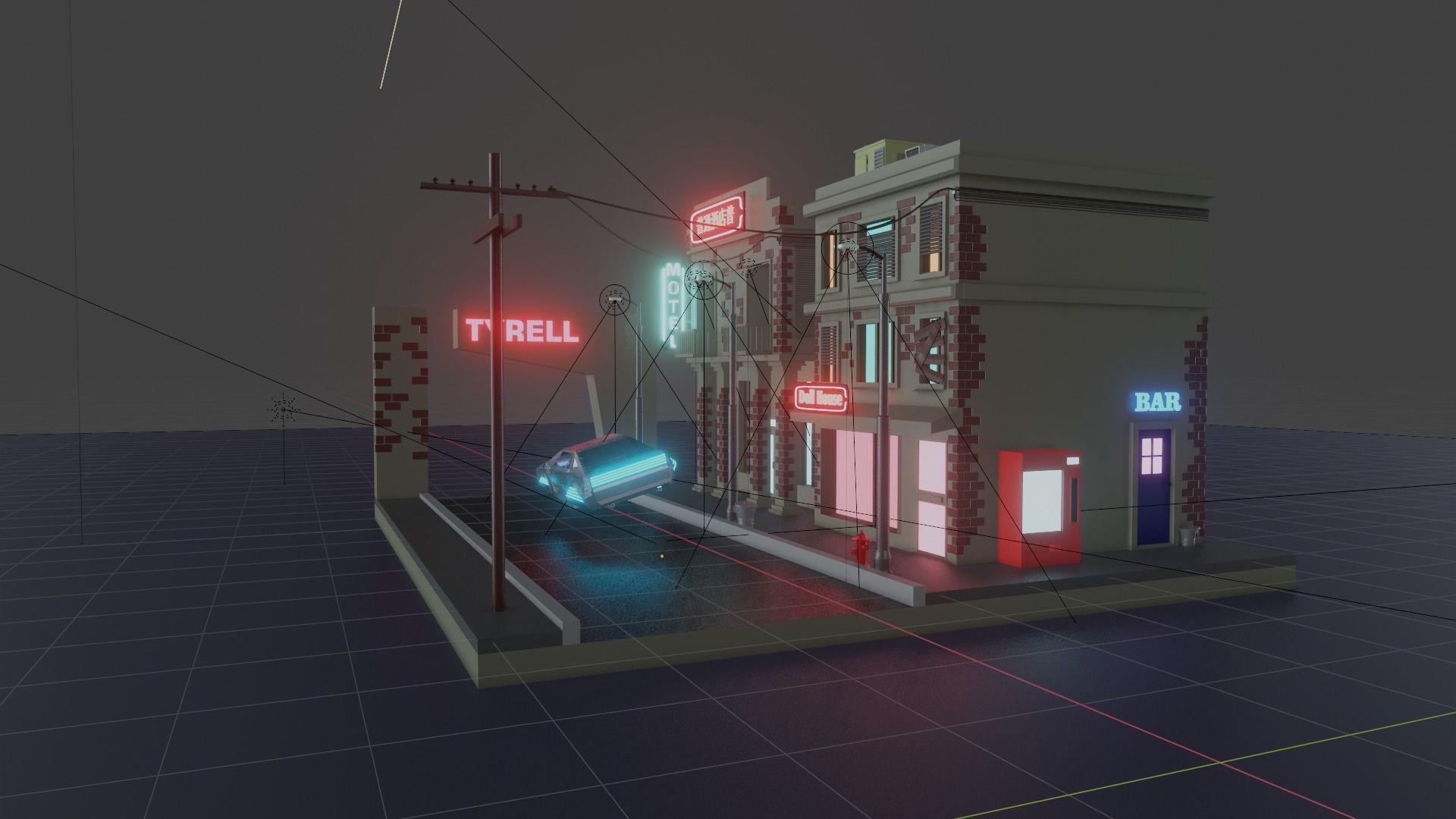 Low Poly Cyberpunk City Low-poly 3D model Low-poly 3D model_2
