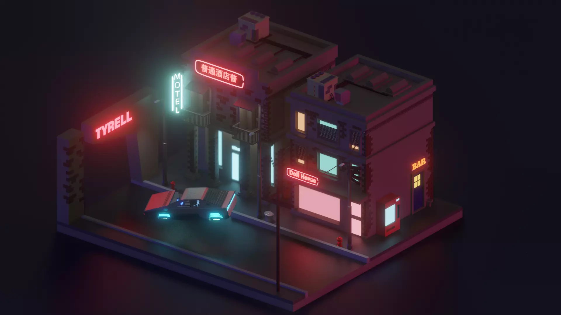 Low Poly Cyberpunk City Low-poly 3D model Low-poly 3D model_0