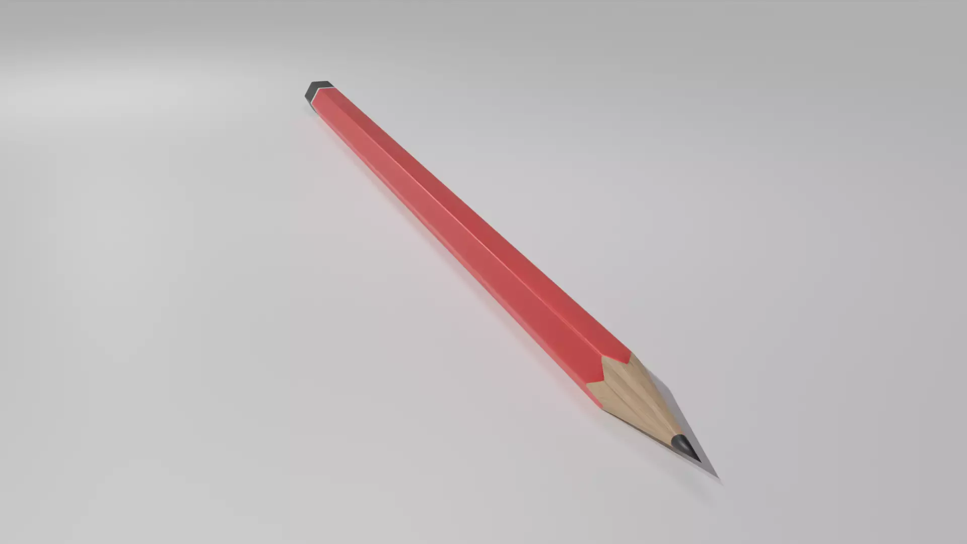 Red Pencil Low-poly 3D model_0