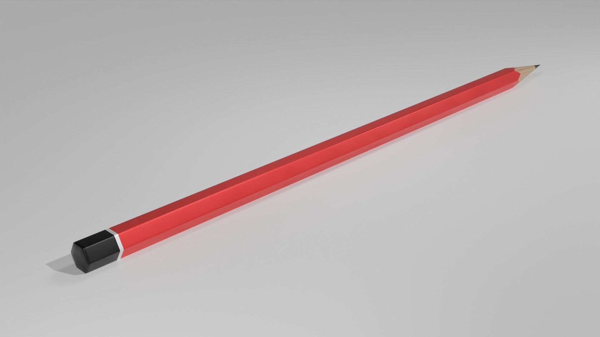 Red Pencil Low-poly 3D model_2