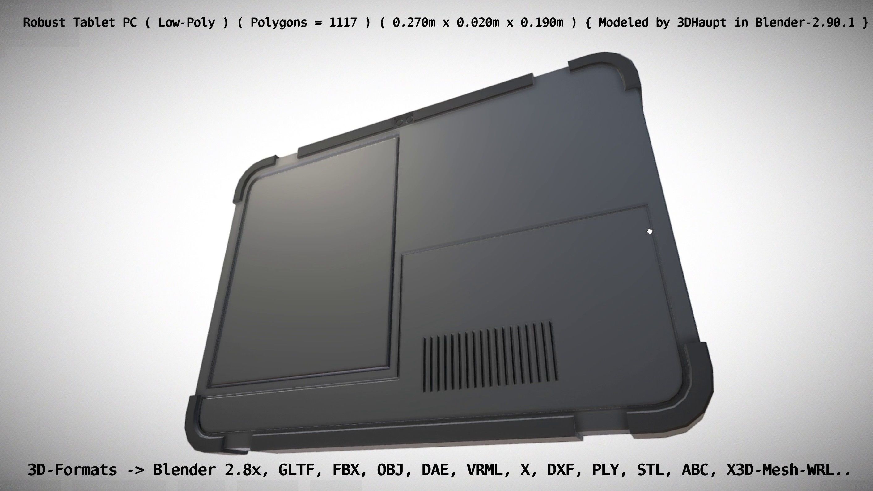 Robust Tablet PC Low-Poly Version Low-poly 3D model_90