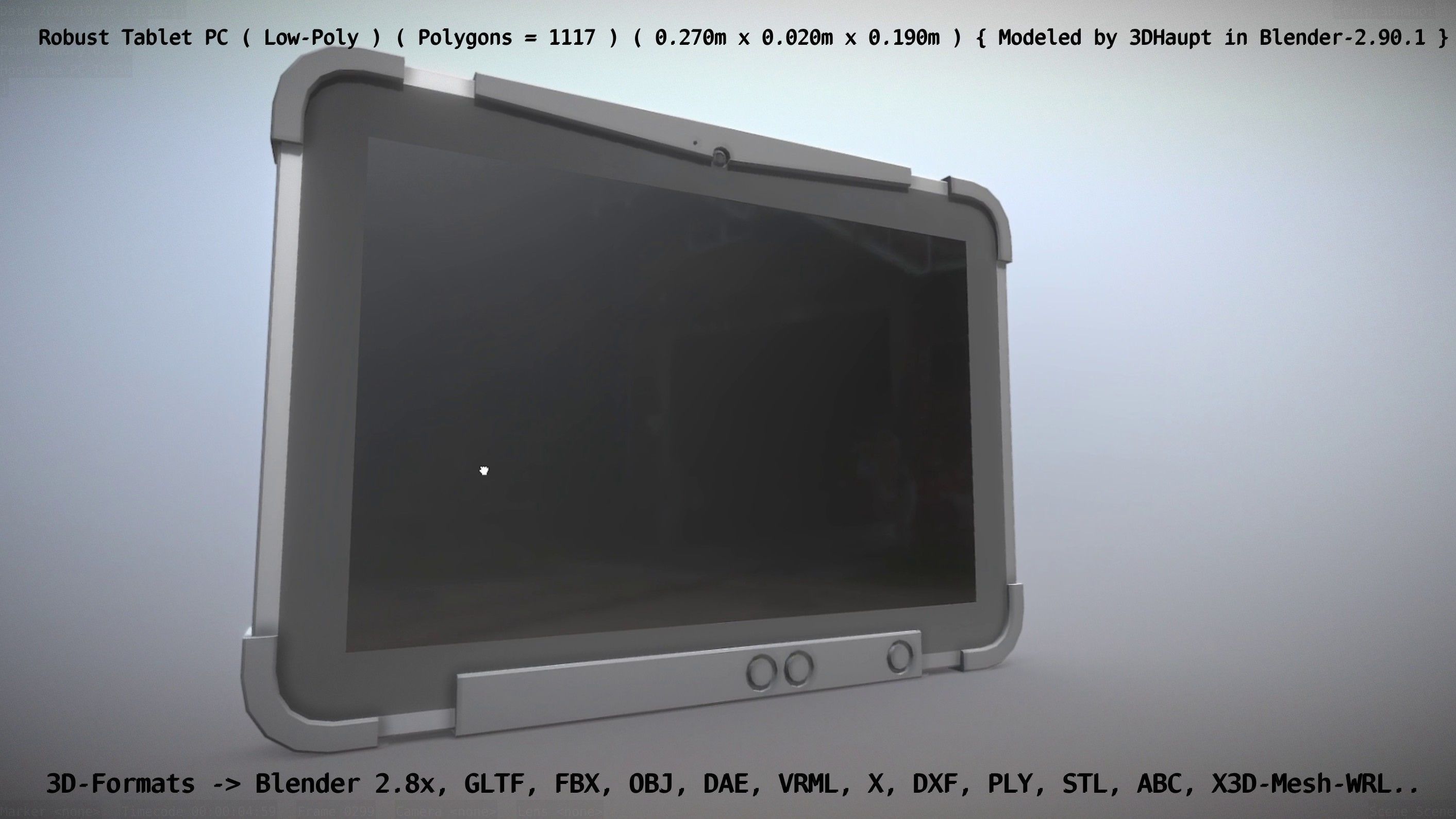 Robust Tablet PC Low-Poly Version Low-poly 3D model_109
