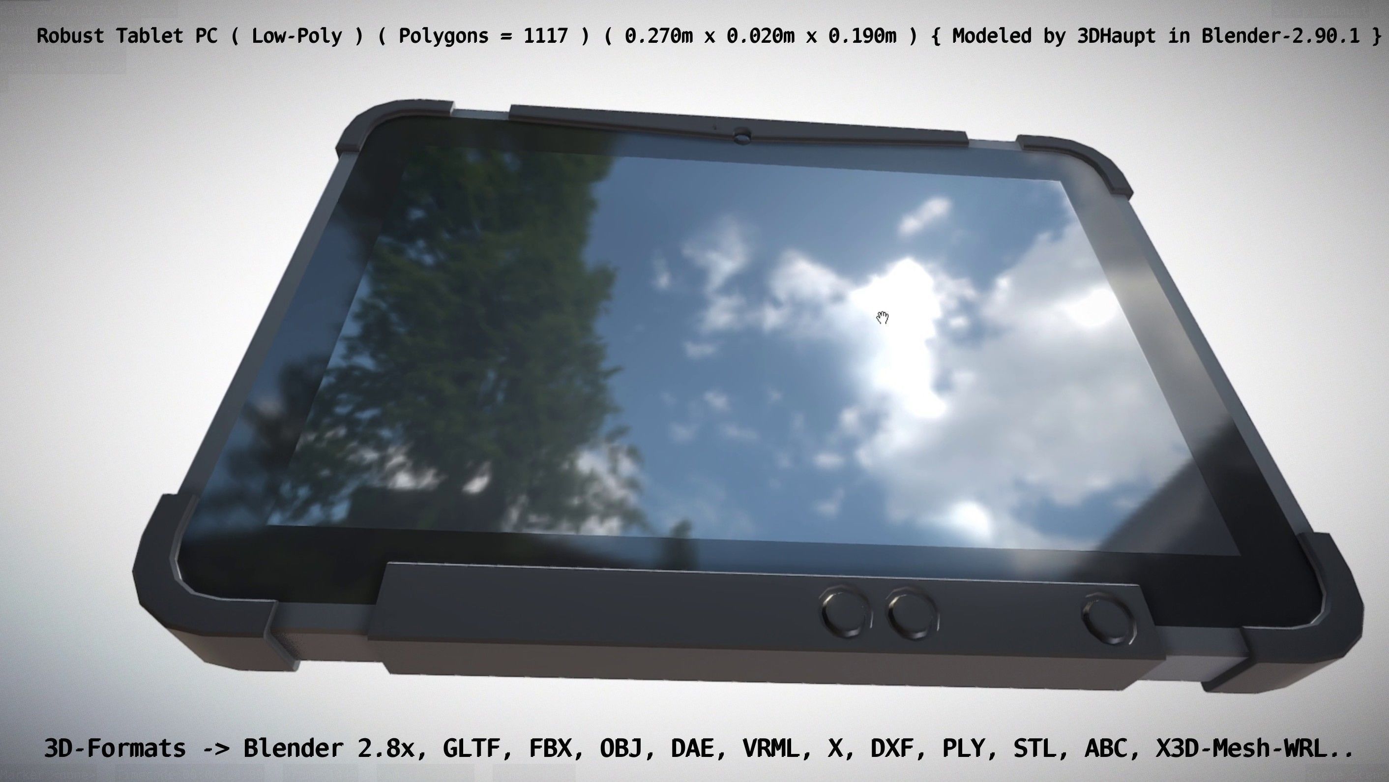 Robust Tablet PC Low-Poly Version Low-poly 3D model_13