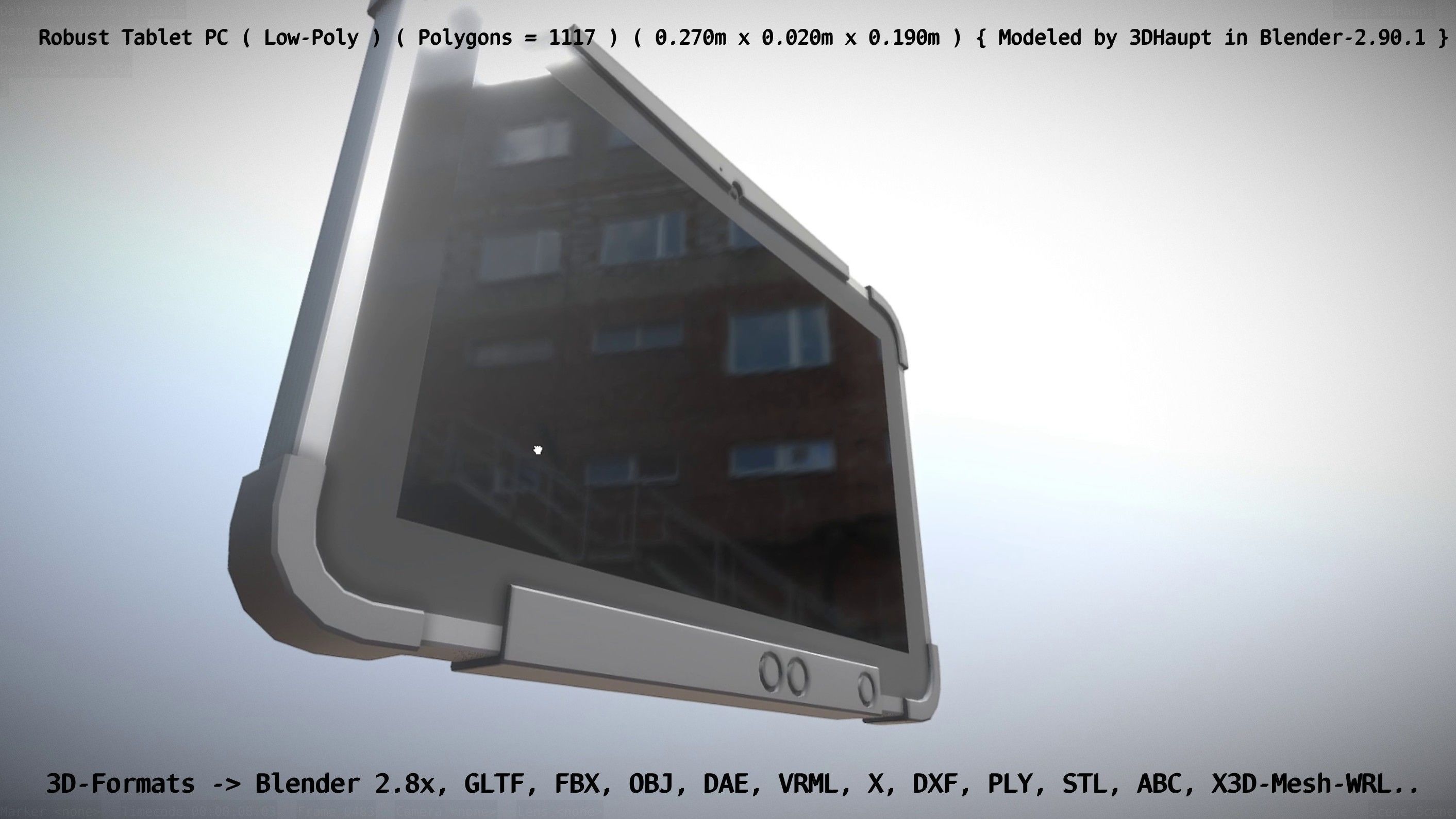 Robust Tablet PC Low-Poly Version Low-poly 3D model_148