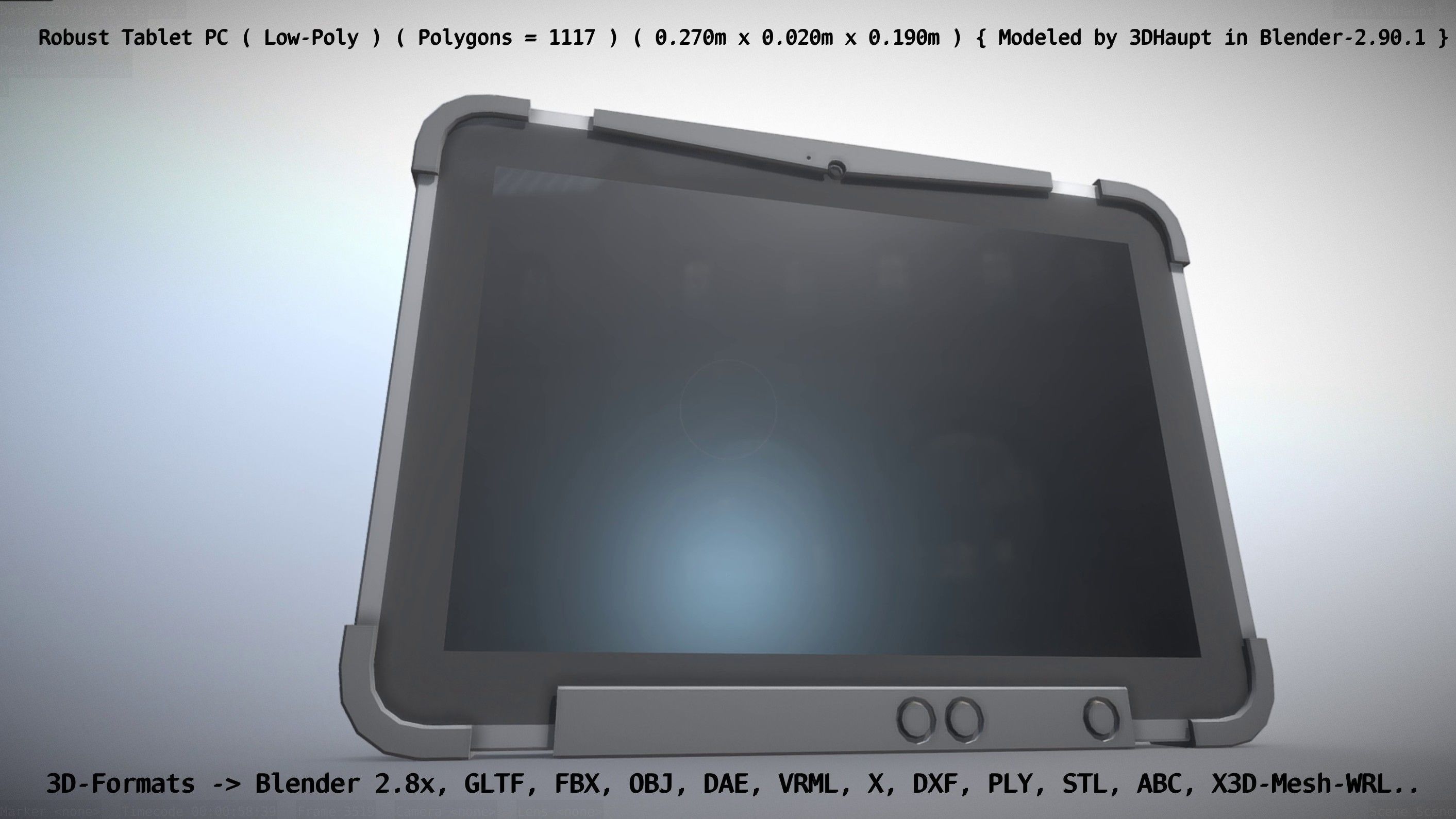Robust Tablet PC Low-Poly Version Low-poly 3D model_143