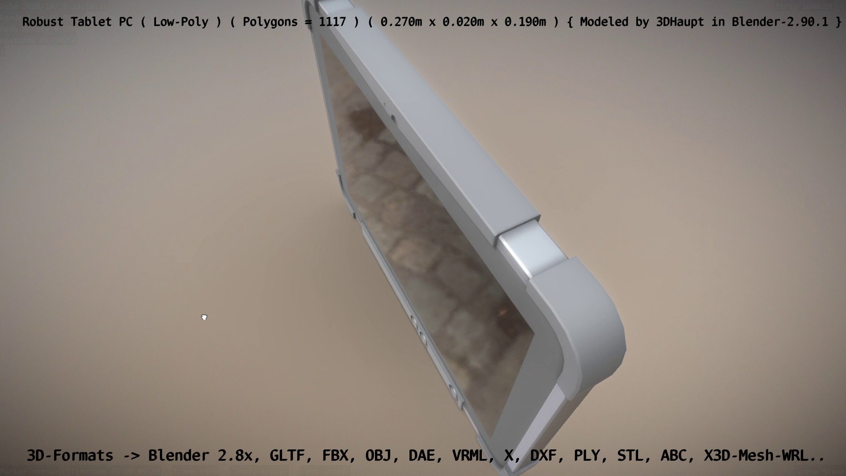 Robust Tablet PC Low-Poly Version Low-poly 3D model_40