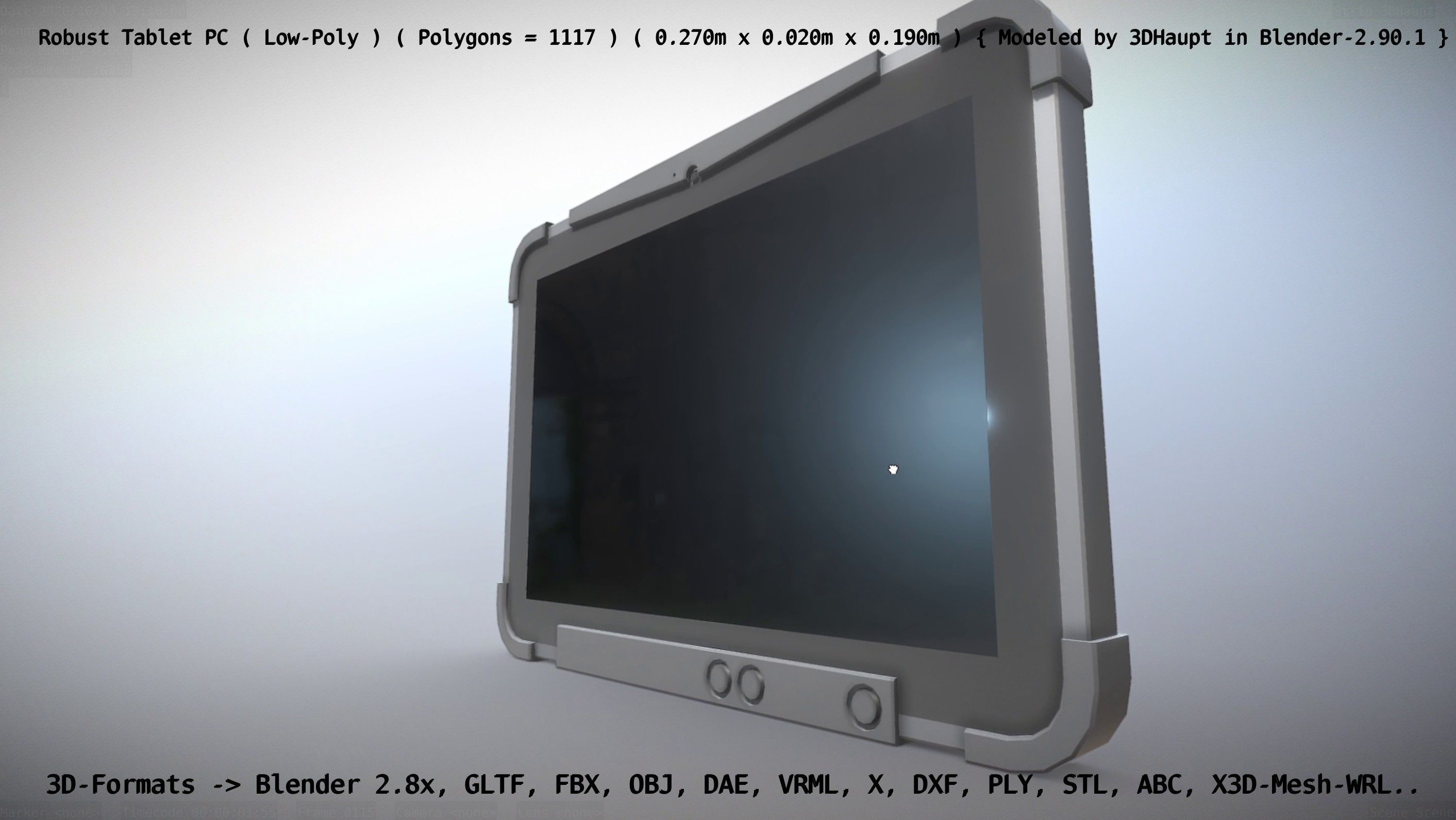 Robust Tablet PC Low-Poly Version Low-poly 3D model_122