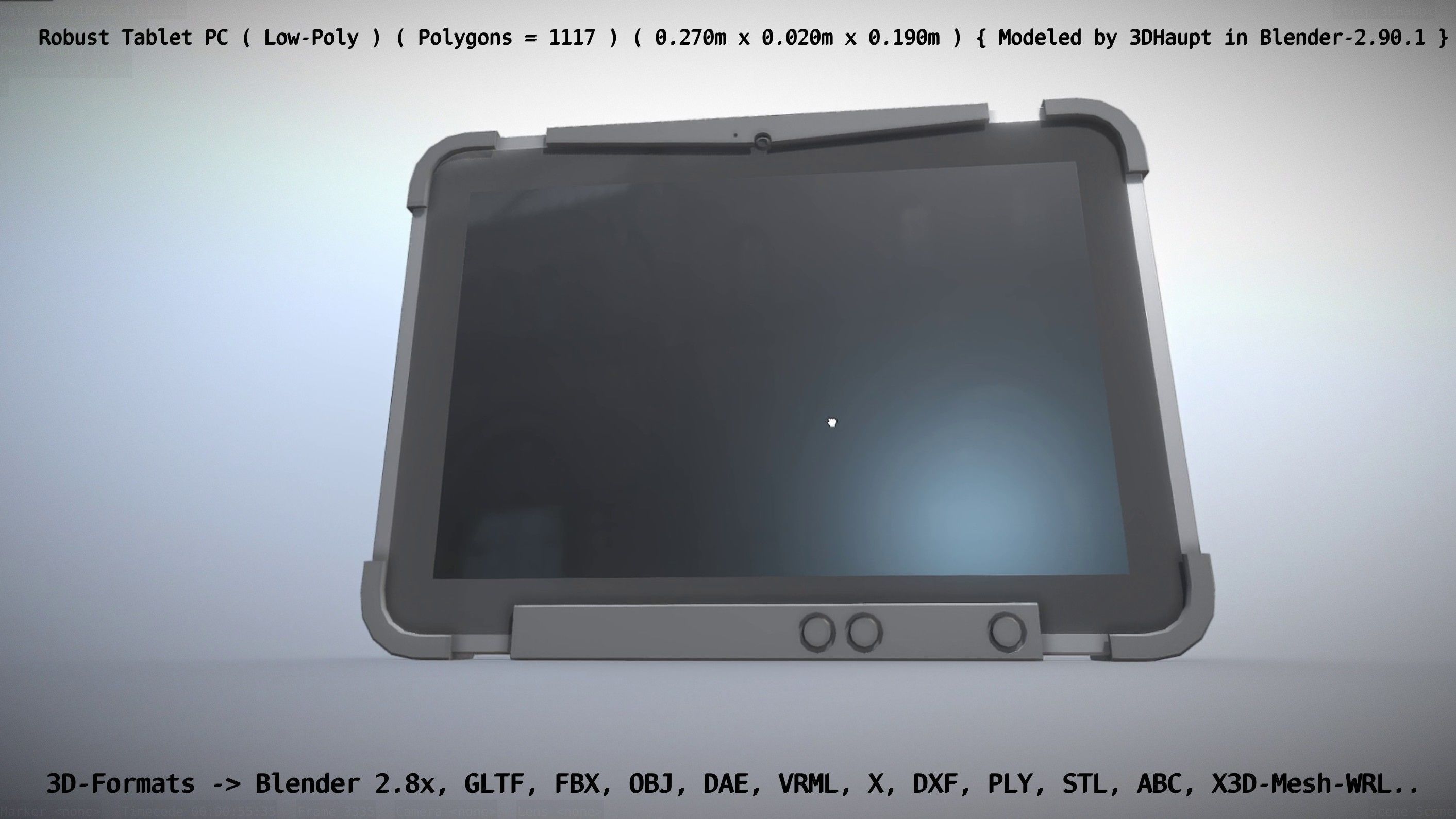 Robust Tablet PC Low-Poly Version Low-poly 3D model_131