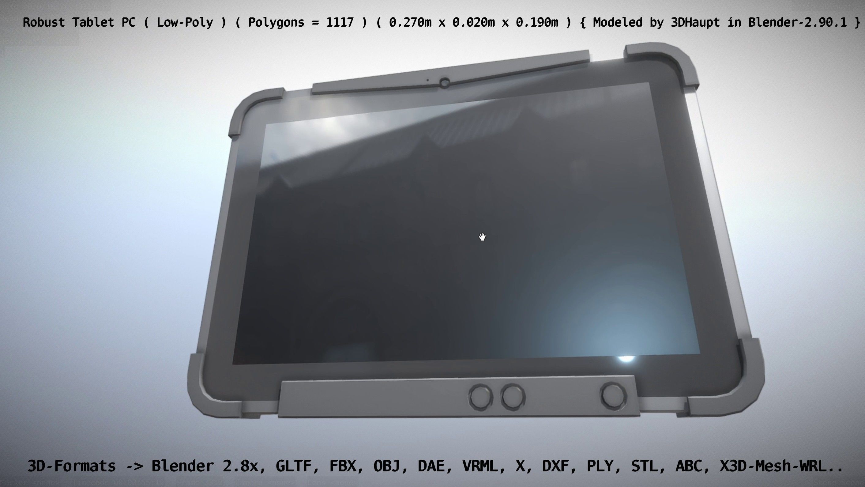 Robust Tablet PC Low-Poly Version Low-poly 3D model_77