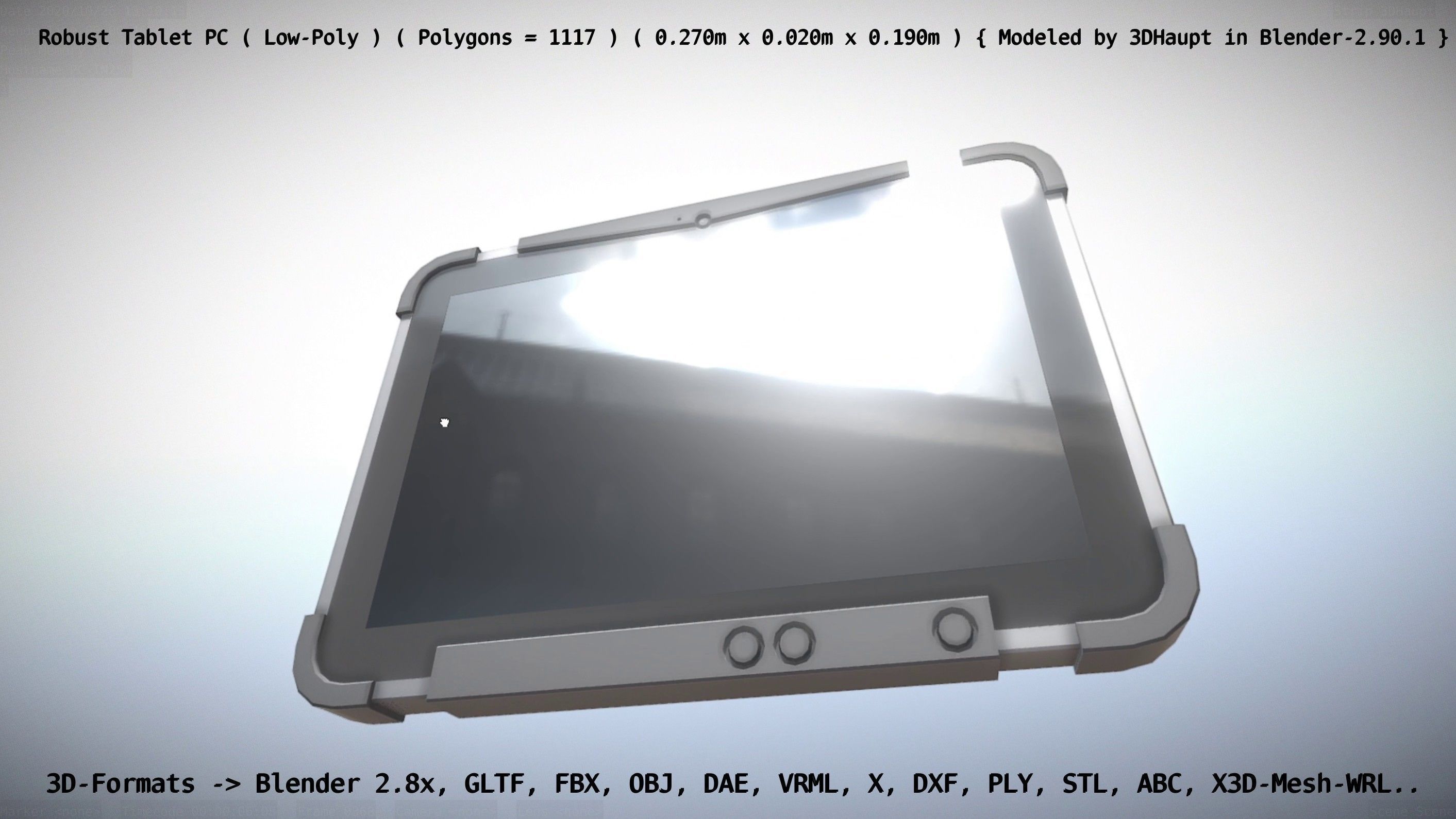 Robust Tablet PC Low-Poly Version Low-poly 3D model_11