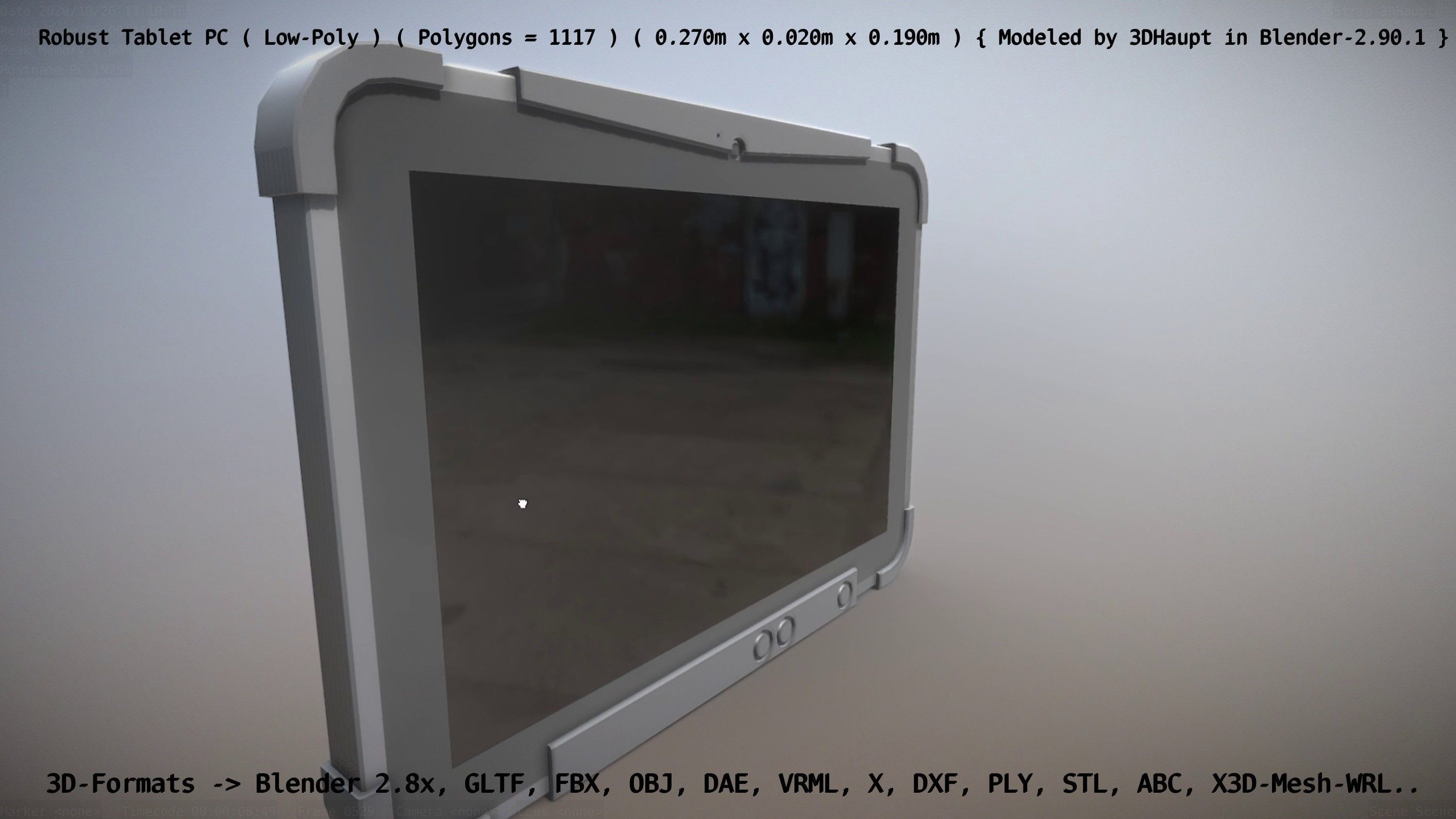 Robust Tablet PC Low-Poly Version Low-poly 3D model_81