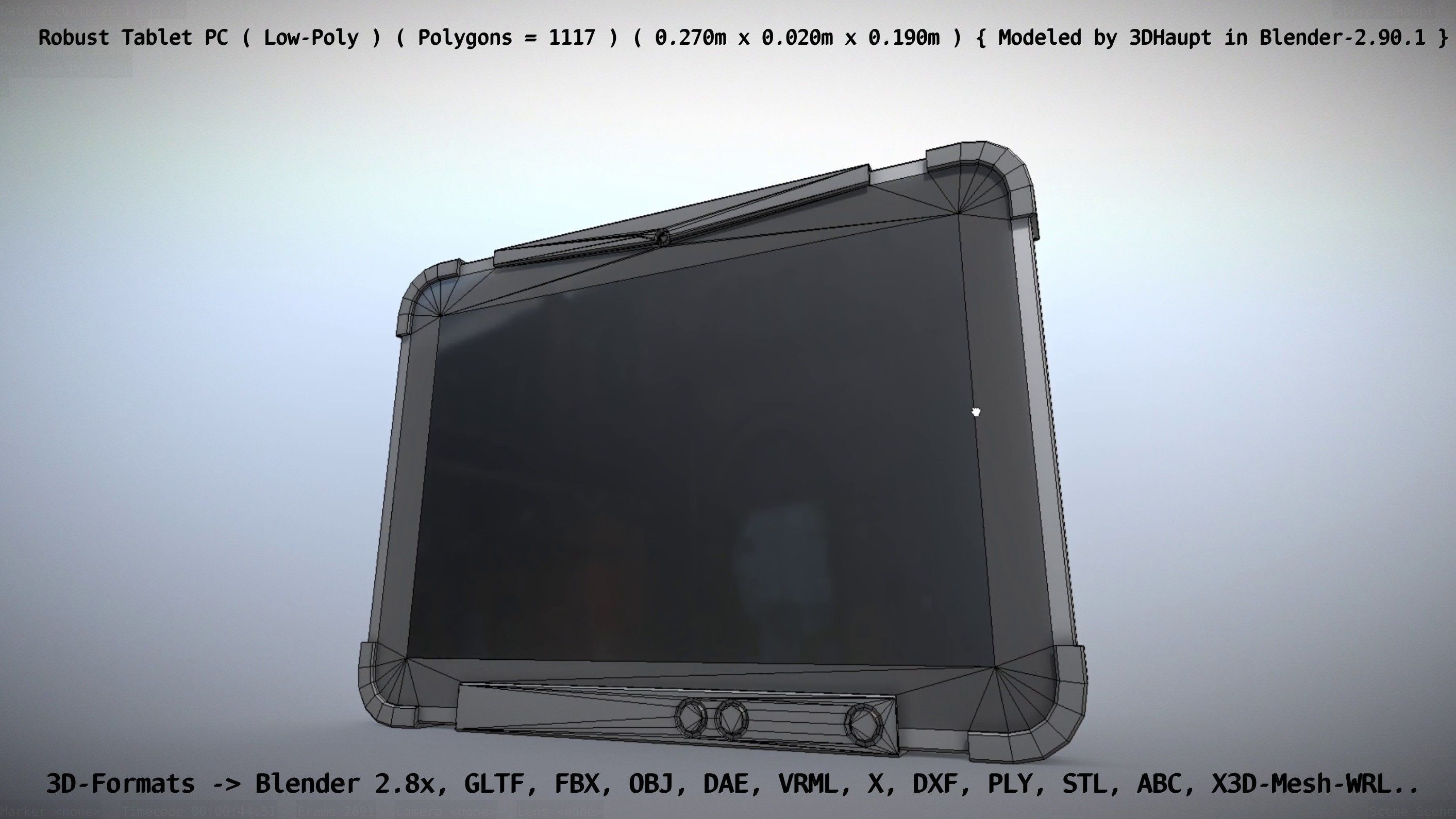 Robust Tablet PC Low-Poly Version Low-poly 3D model_136