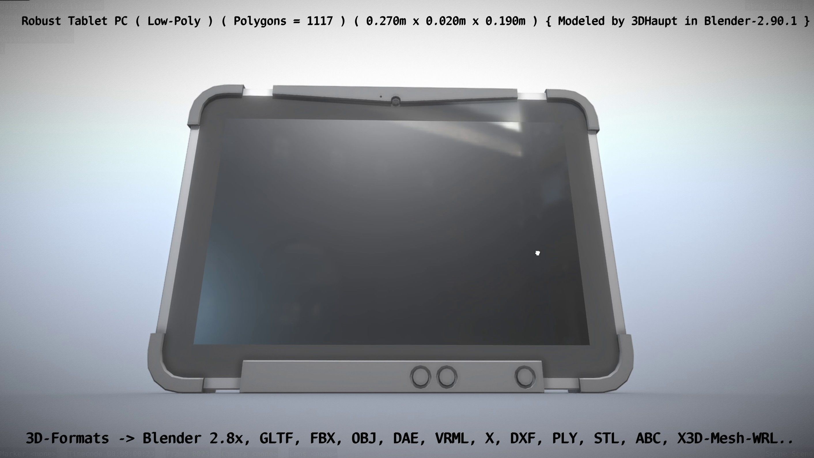 Robust Tablet PC Low-Poly Version Low-poly 3D model_128