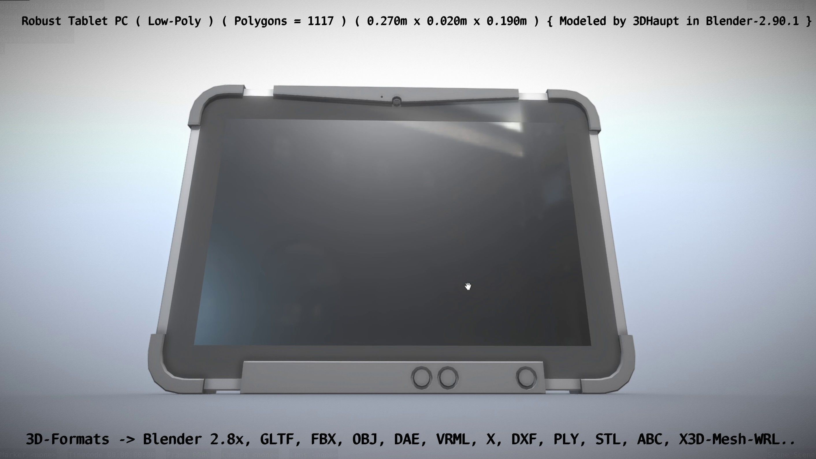 Robust Tablet PC Low-Poly Version Low-poly 3D model_30