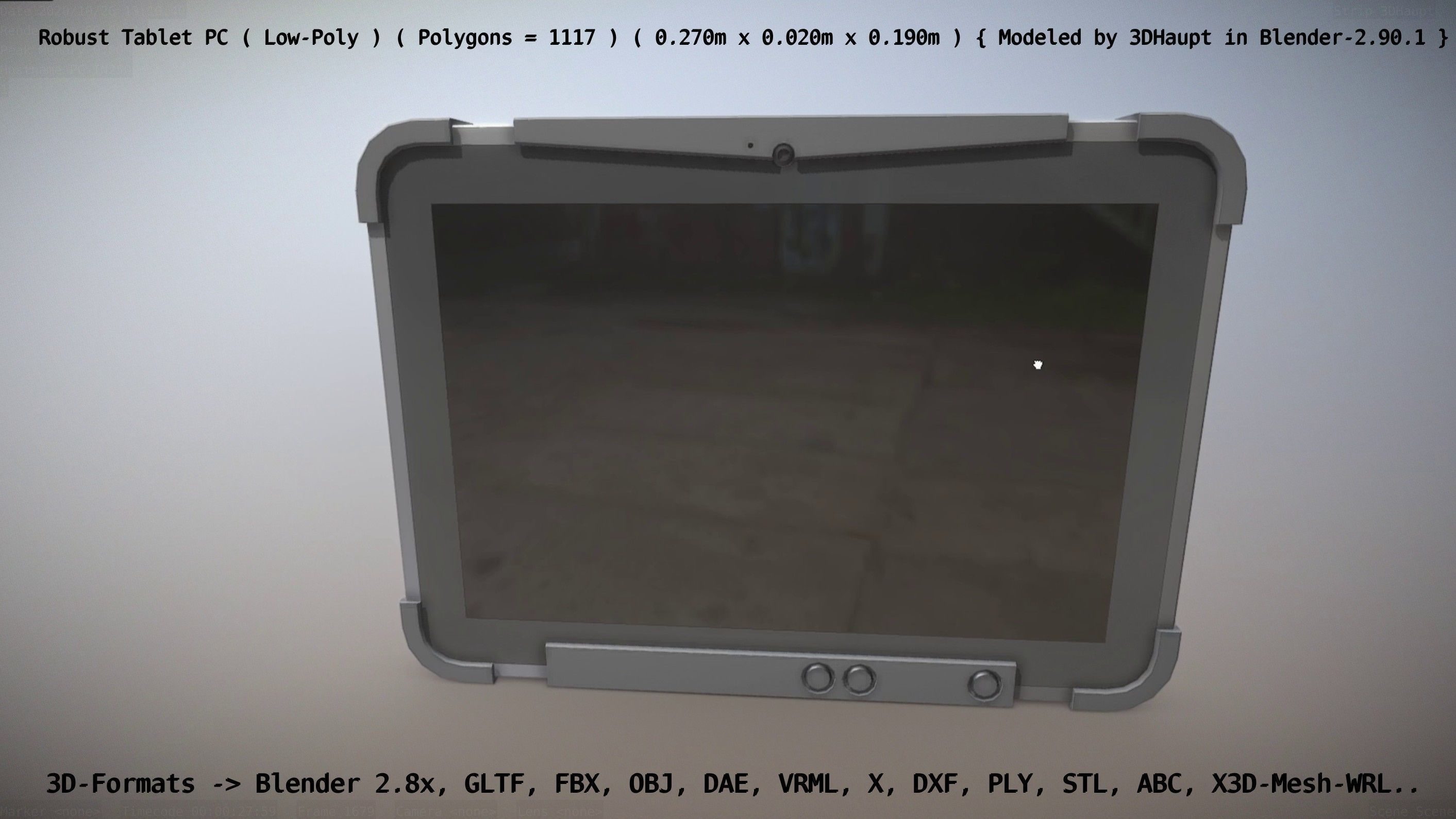 Robust Tablet PC Low-Poly Version Low-poly 3D model_88
