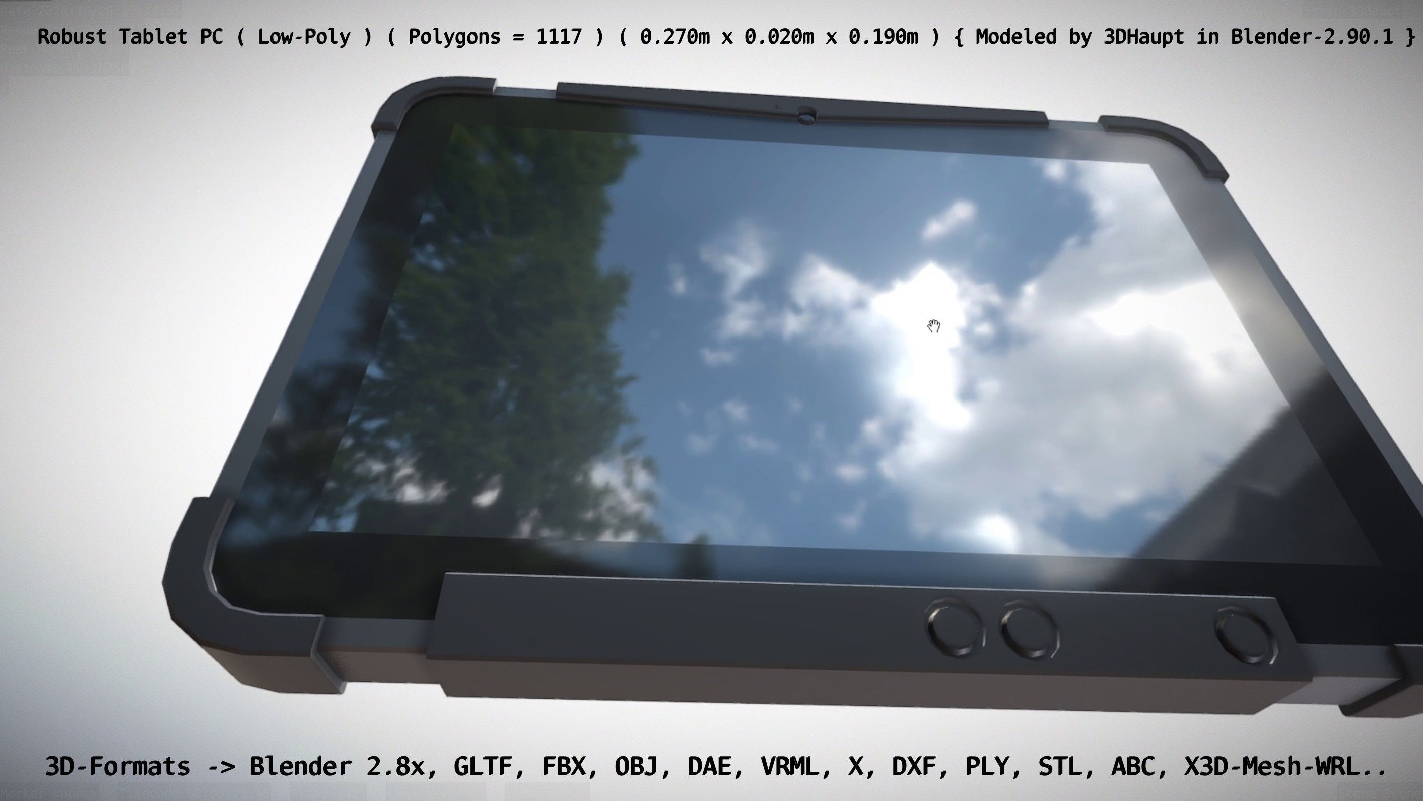 Robust Tablet PC Low-Poly Version Low-poly 3D model_95