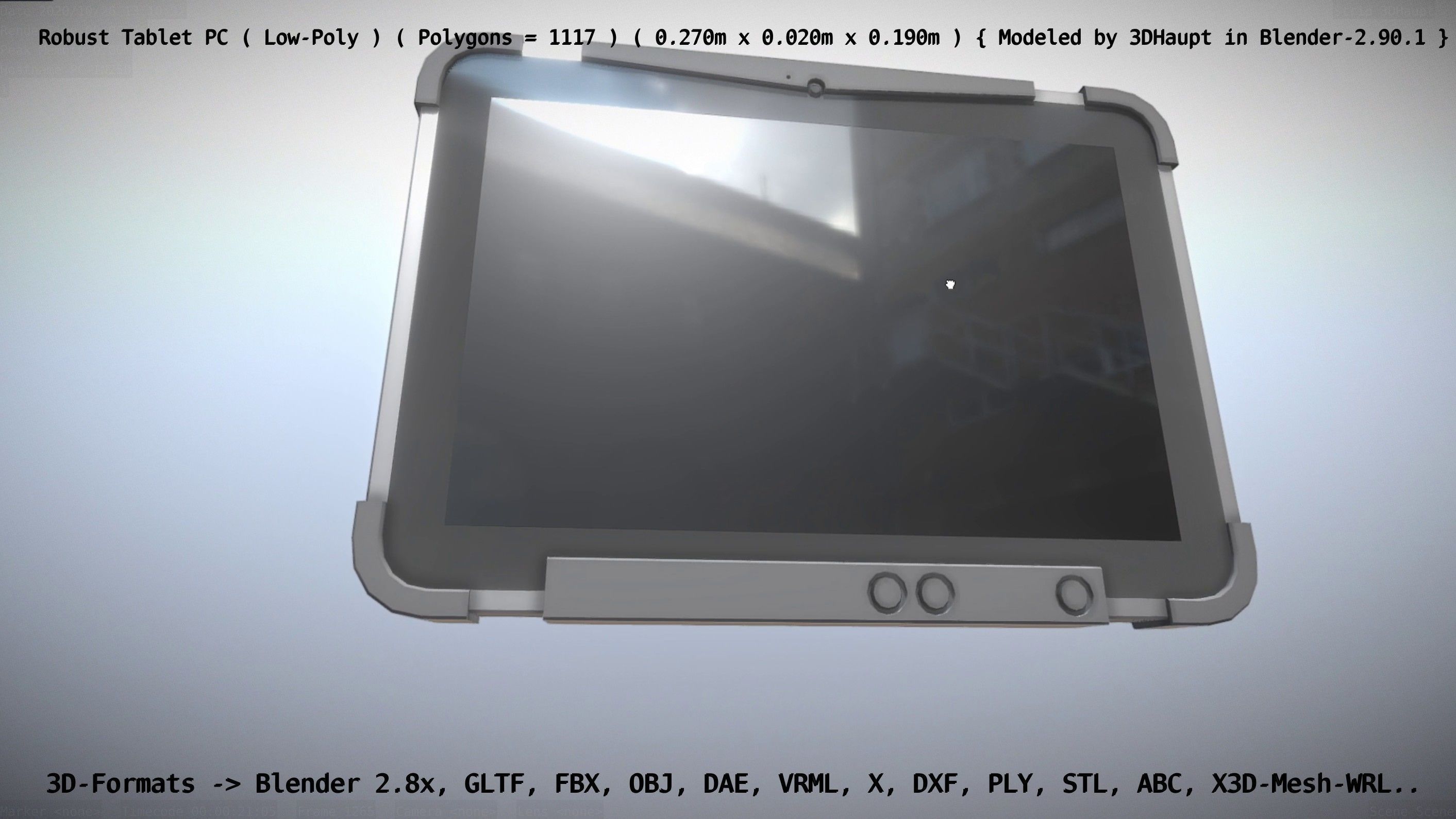 Robust Tablet PC Low-Poly Version Low-poly 3D model_69