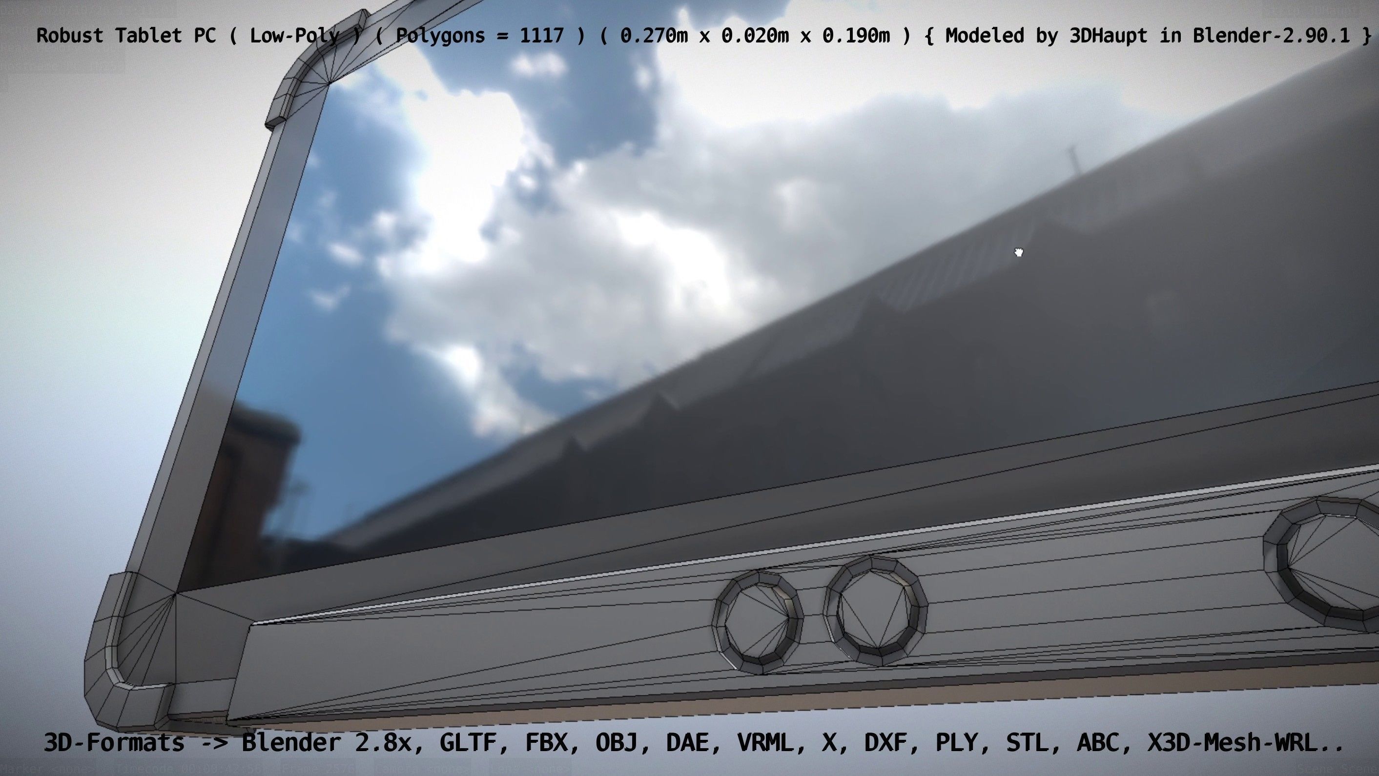 Robust Tablet PC Low-Poly Version Low-poly 3D model_9