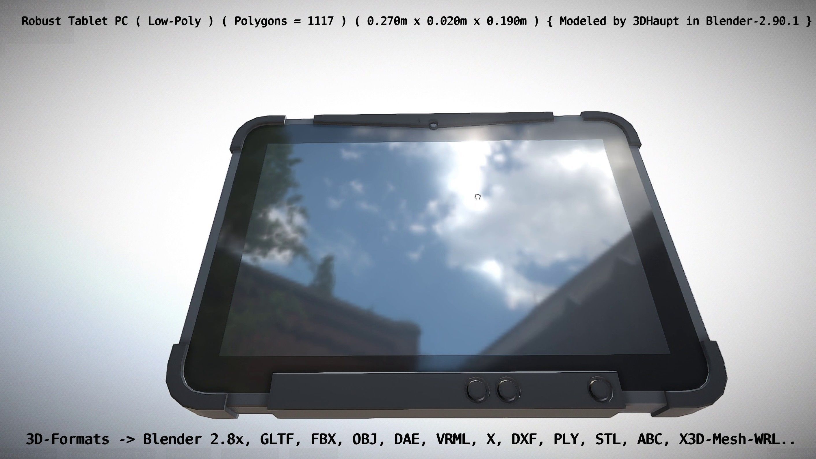 Robust Tablet PC Low-Poly Version Low-poly 3D model_142