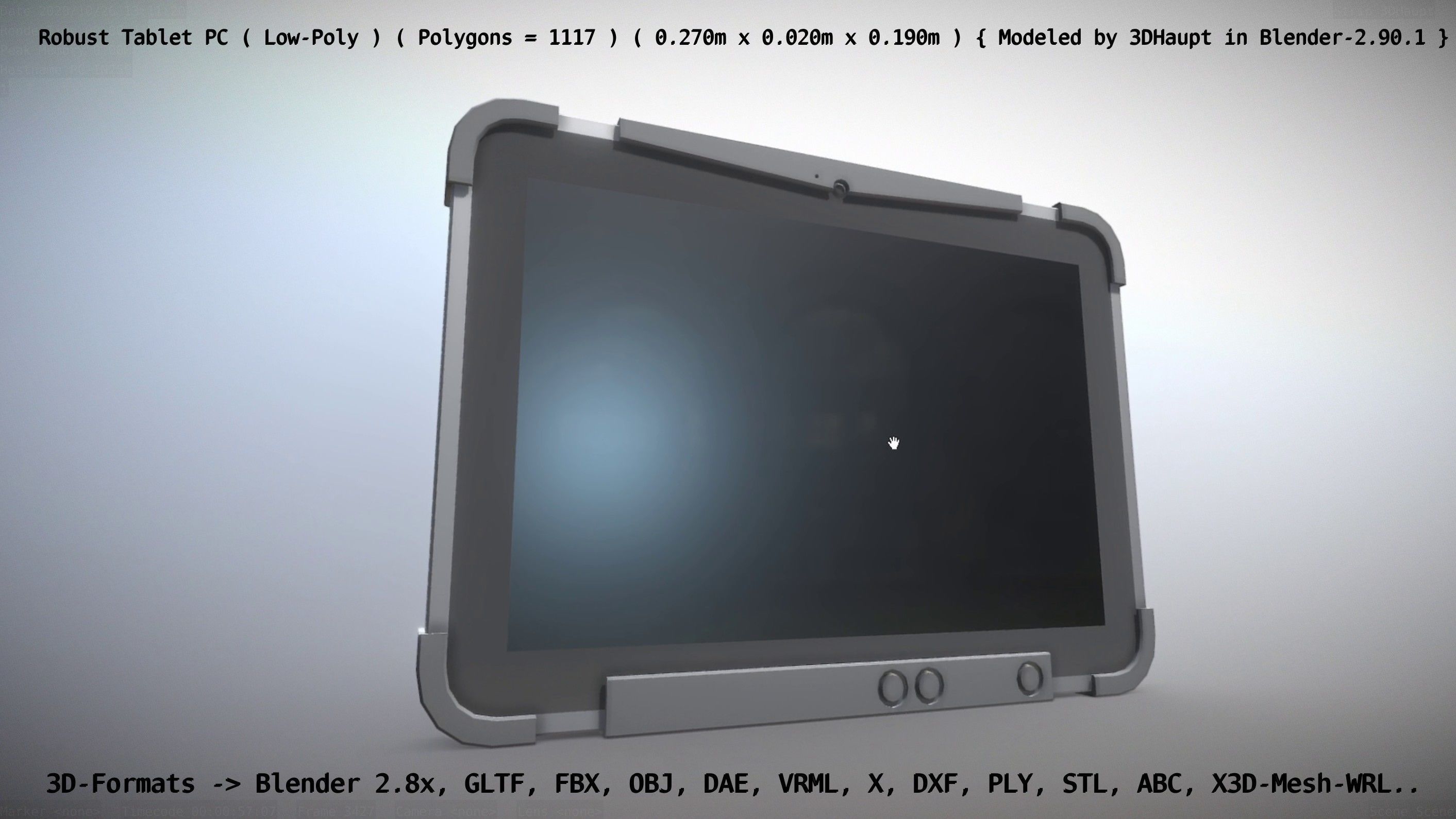 Robust Tablet PC Low-Poly Version Low-poly 3D model_126