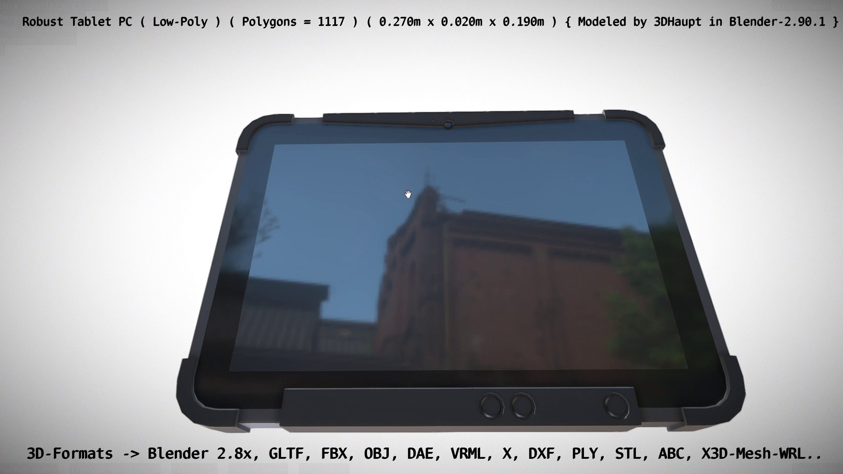 Robust Tablet PC Low-Poly Version Low-poly 3D model_89