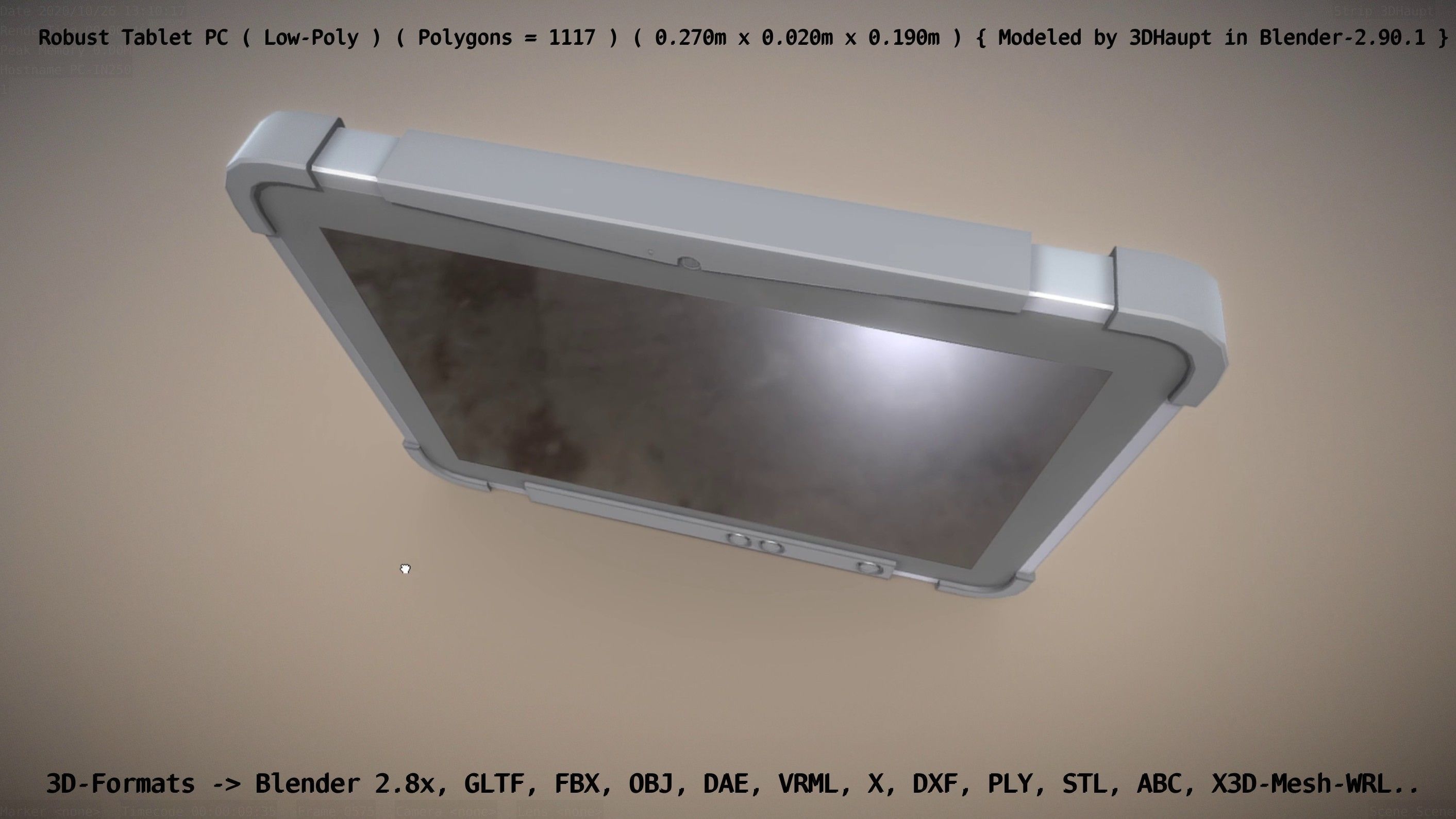 Robust Tablet PC Low-Poly Version Low-poly 3D model_140
