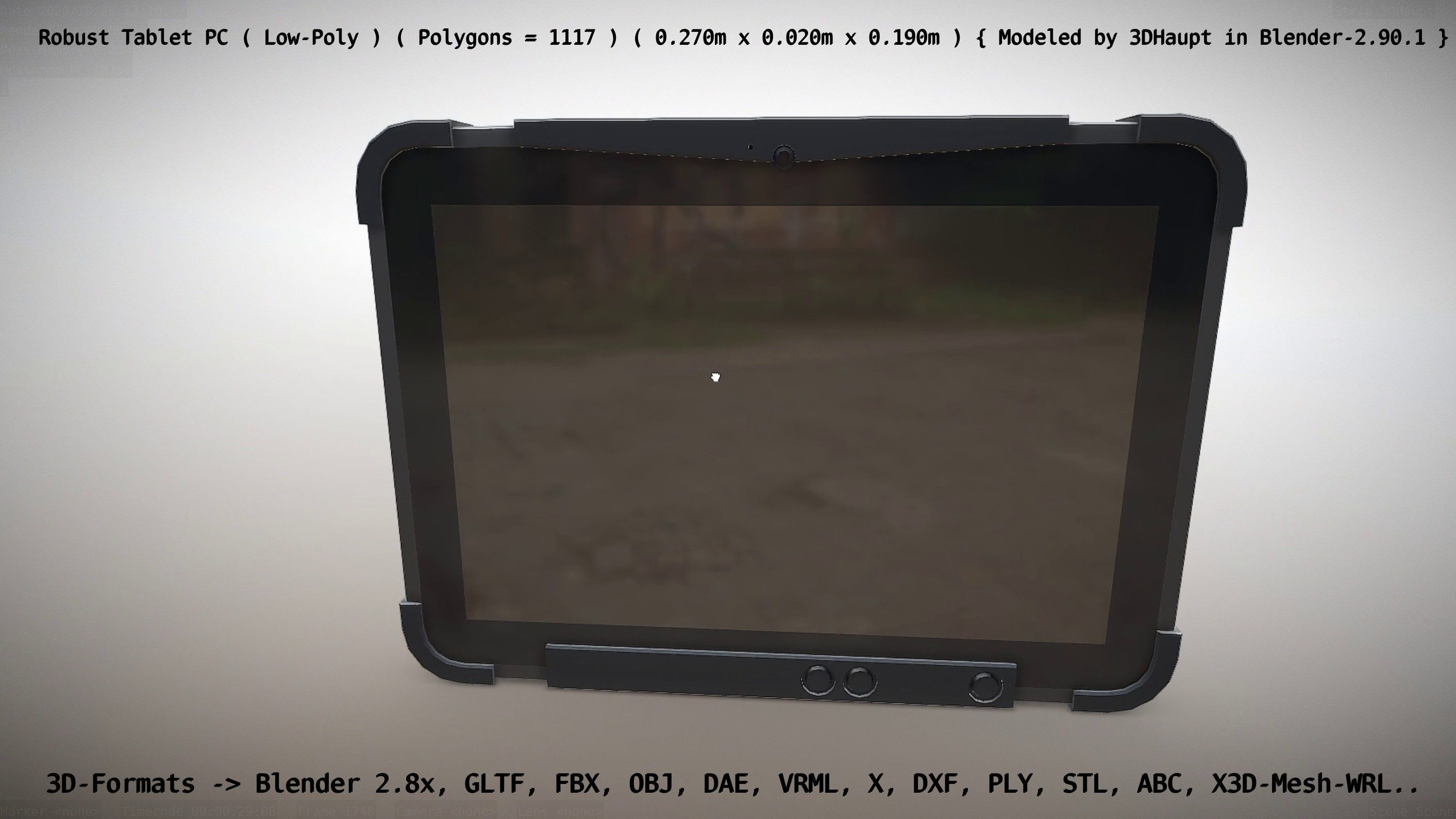 Robust Tablet PC Low-Poly Version Low-poly 3D model_94