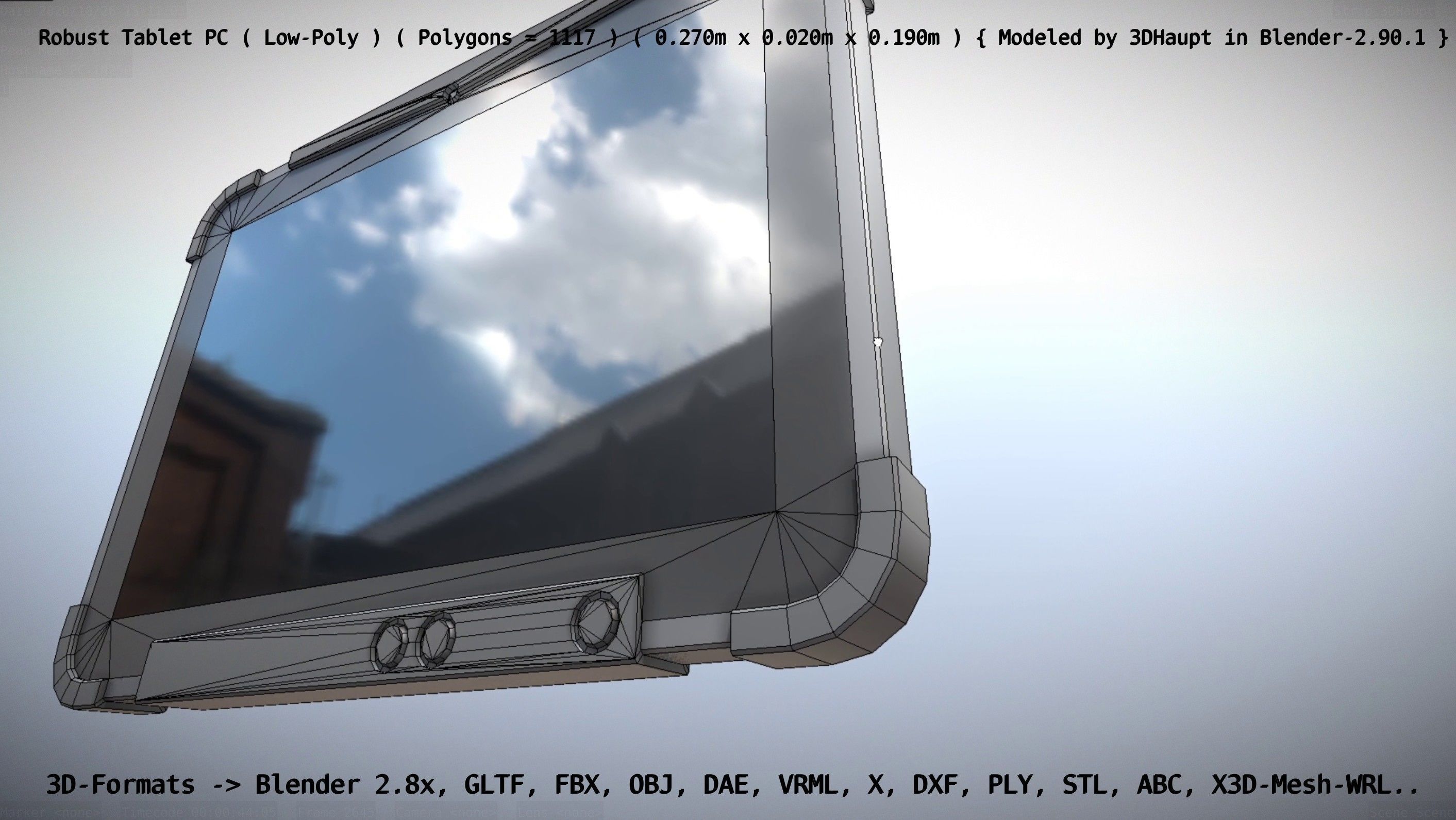 Robust Tablet PC Low-Poly Version Low-poly 3D model_146