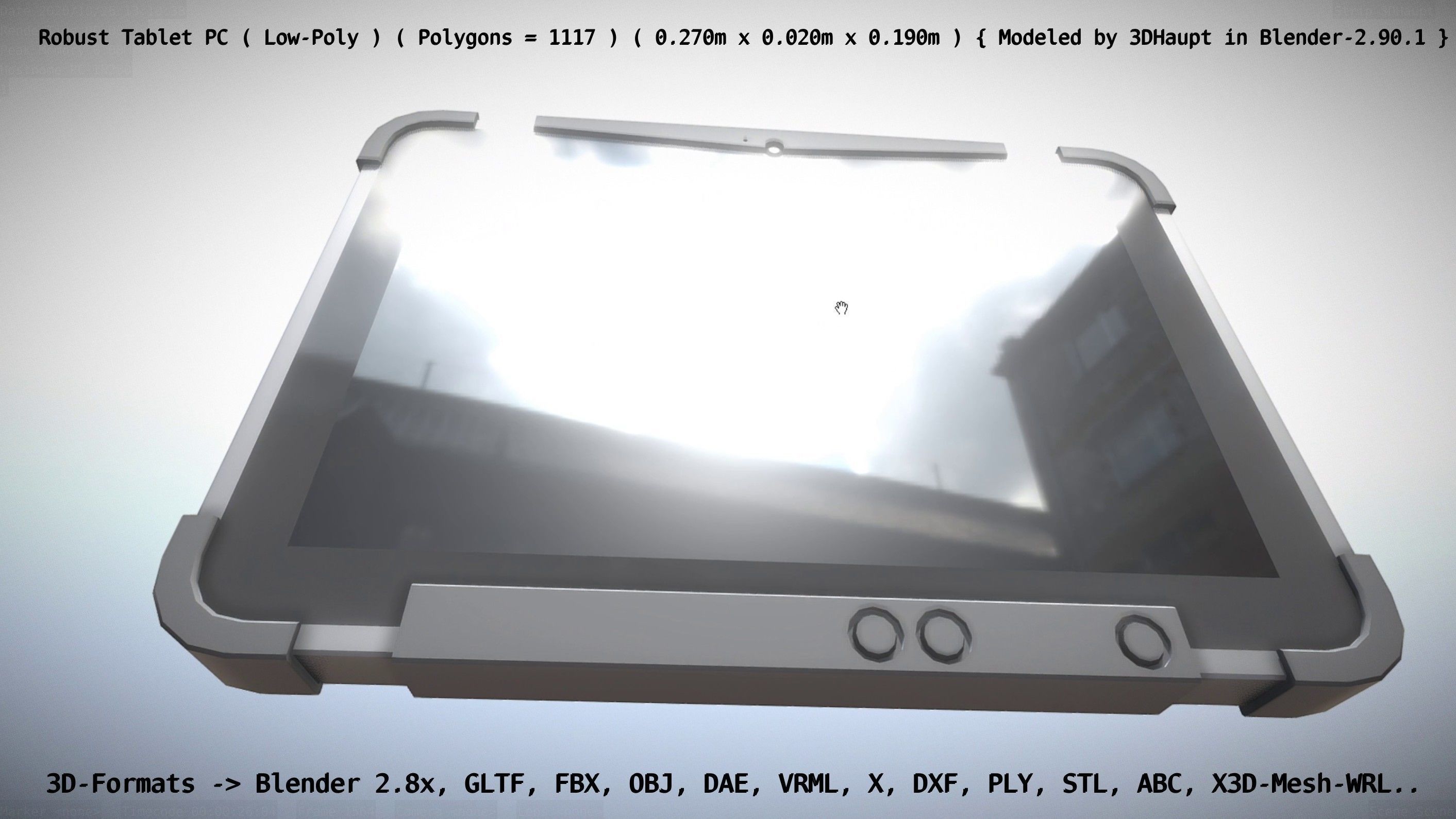 Robust Tablet PC Low-Poly Version Low-poly 3D model_87