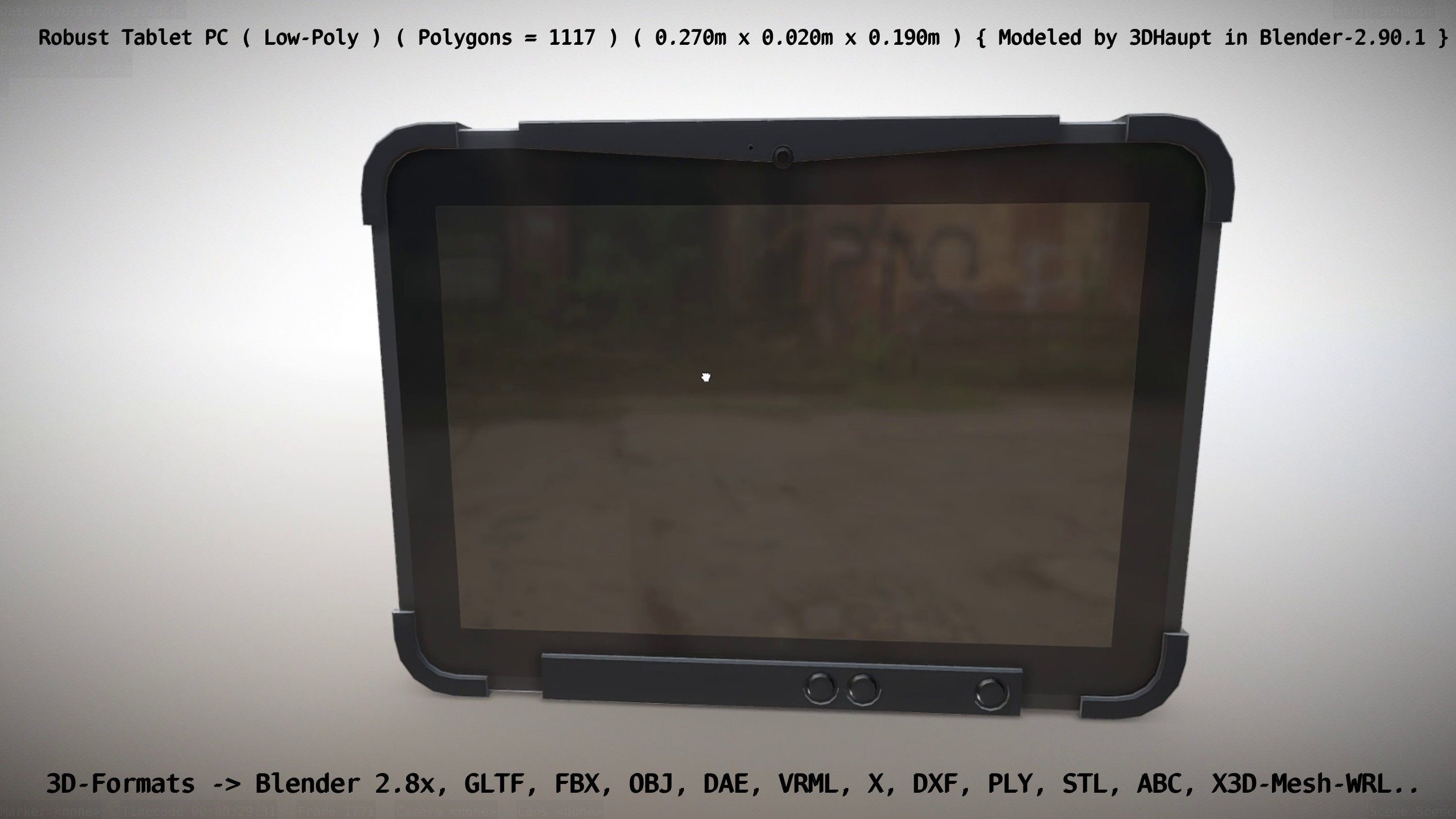 Robust Tablet PC Low-Poly Version Low-poly 3D model_44